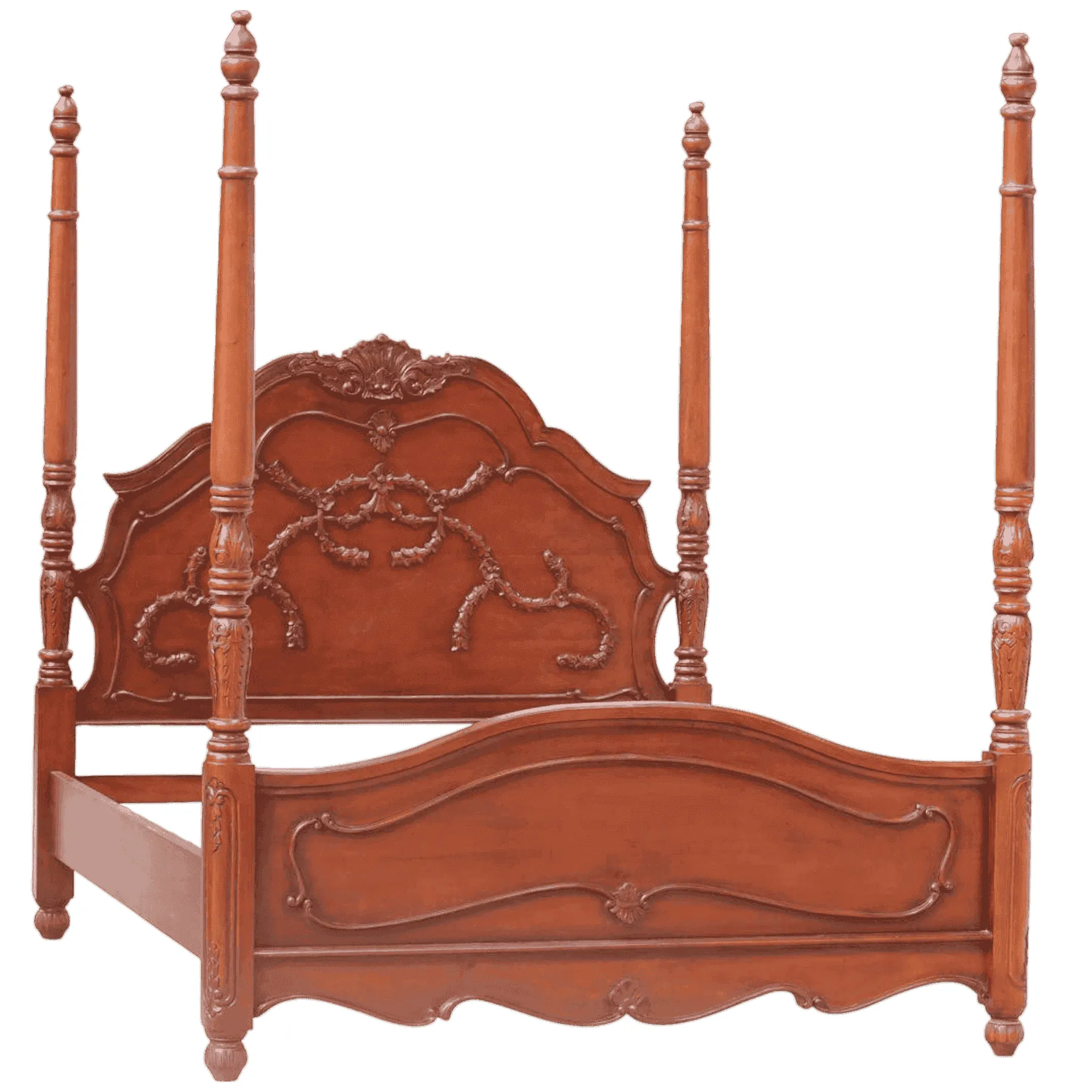 Vintage wooden four poster bed frame