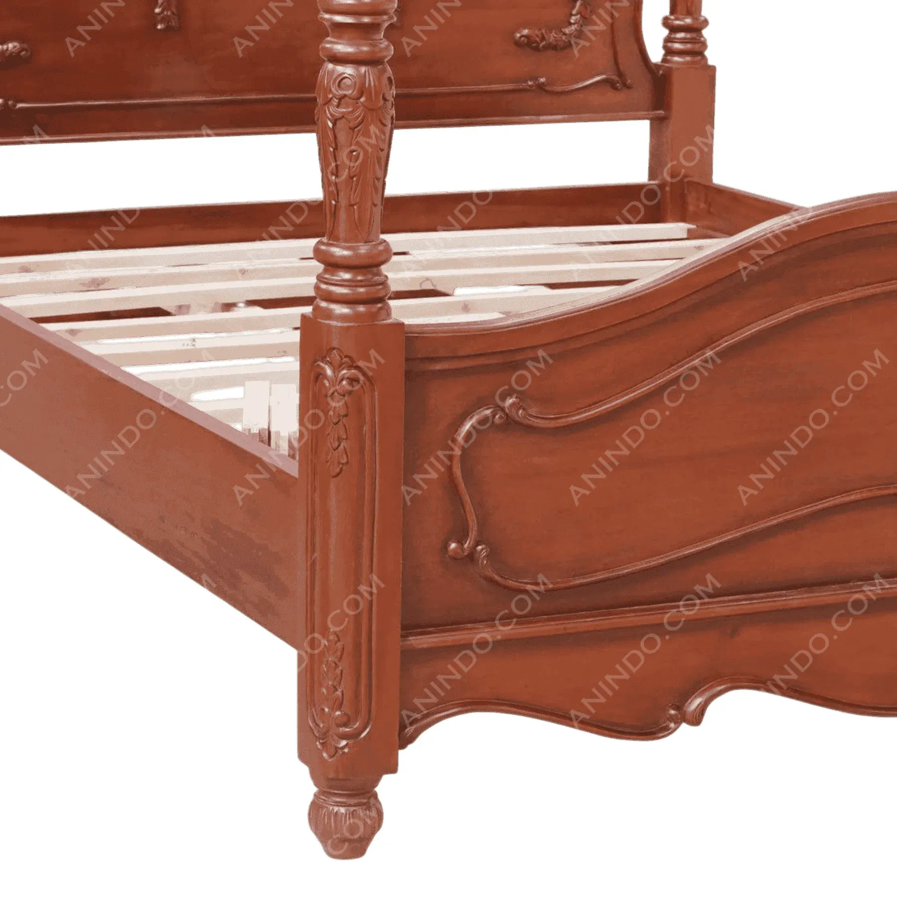 Elegant carved wooden bed frame