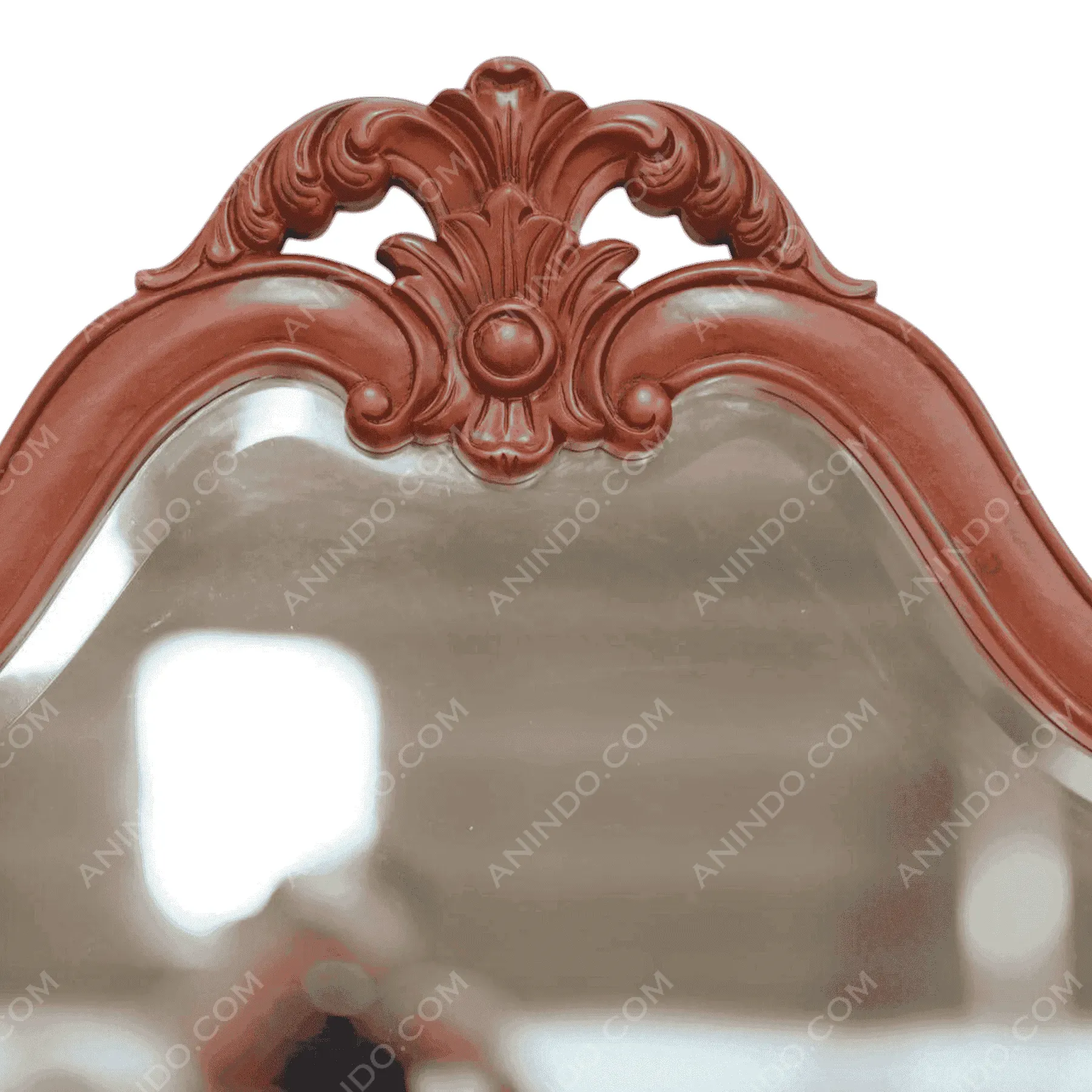 Ornate wooden mirror frame with carved floral design