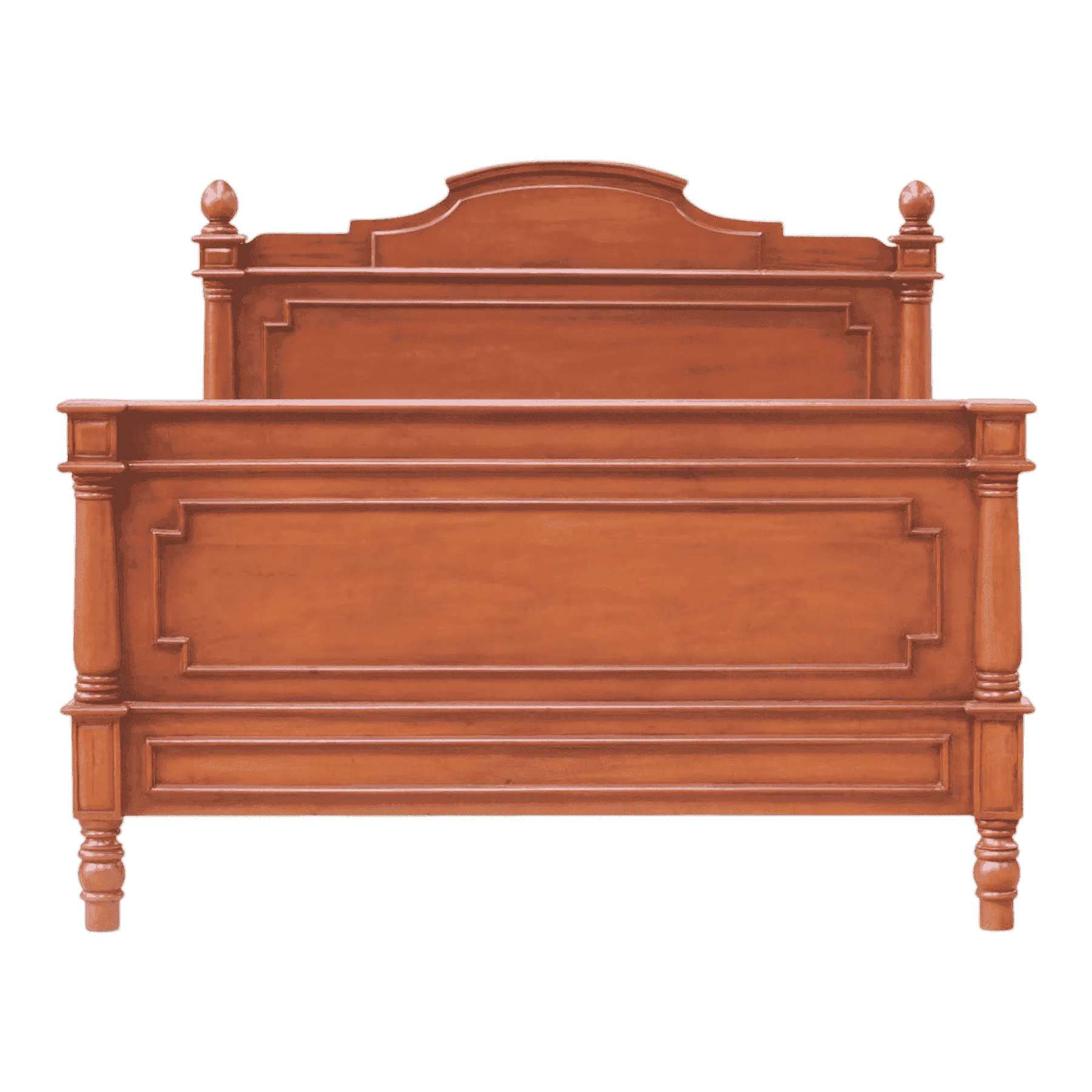 Classic wooden bed frame with carved details