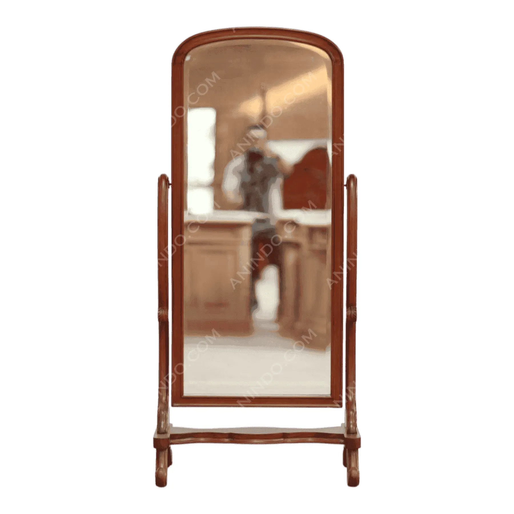 Vintage wooden full-length standing mirror
