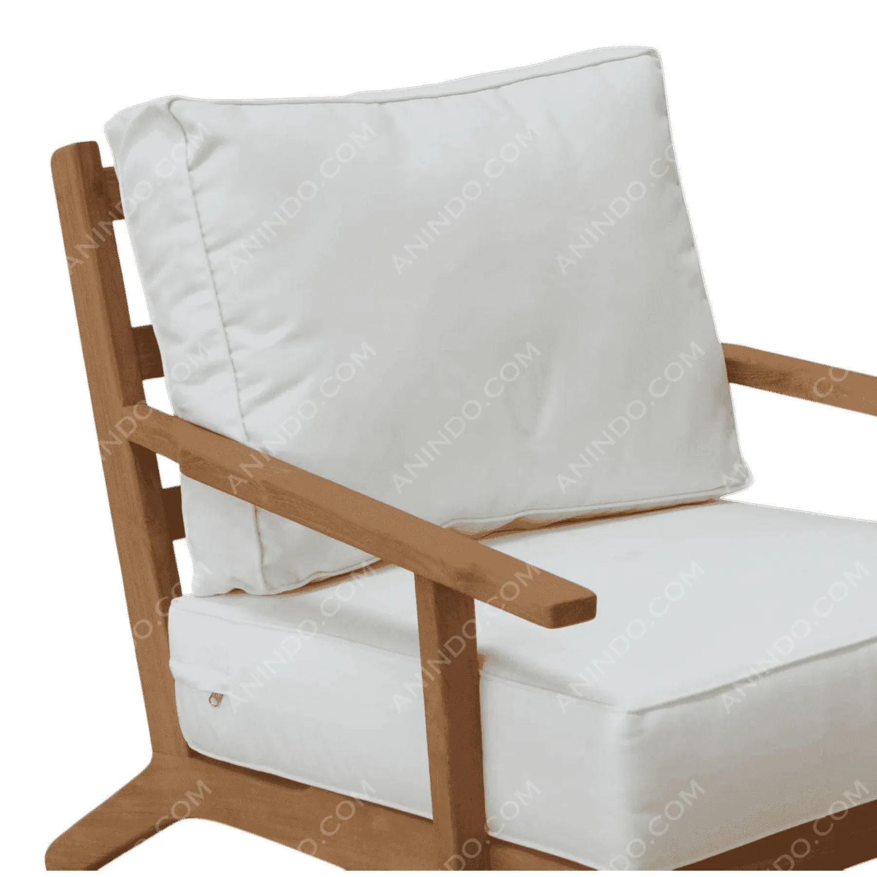 Wooden chair with white cushions