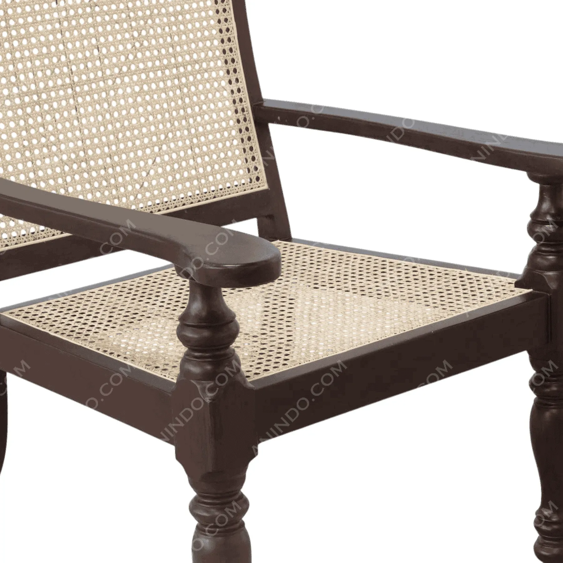 Wooden chair with woven cane seat