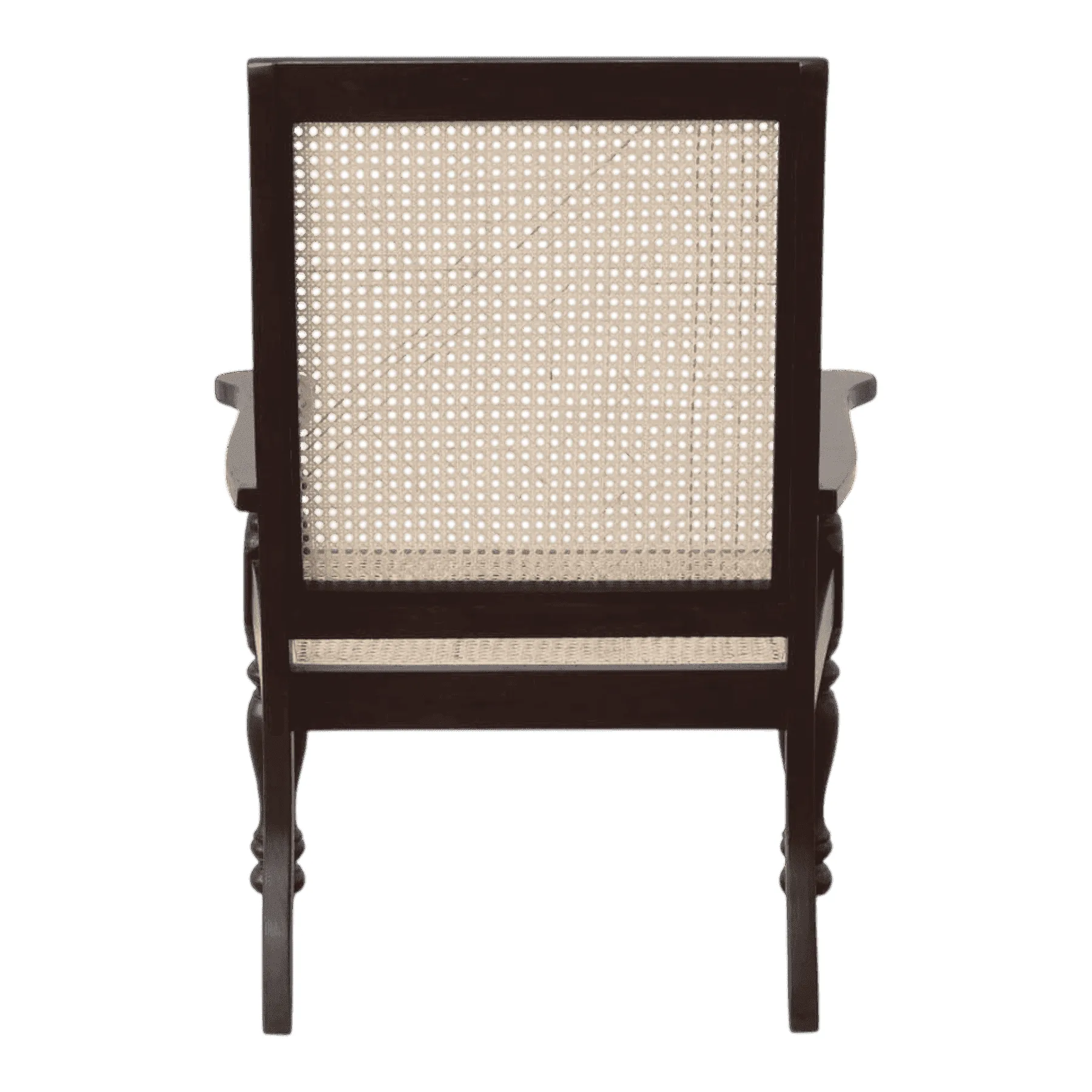 Wooden chair with woven cane backrest