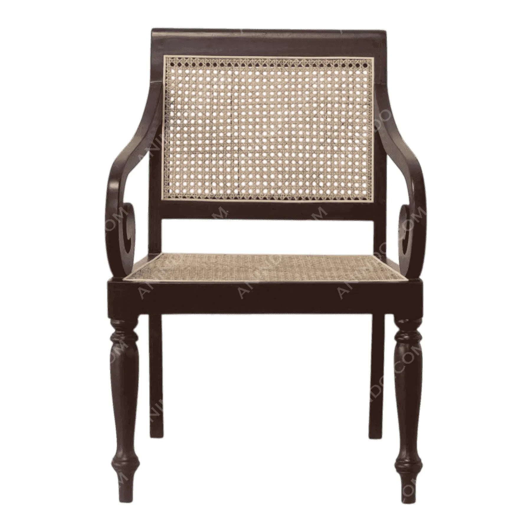 Wooden chair with cane seat and backrest