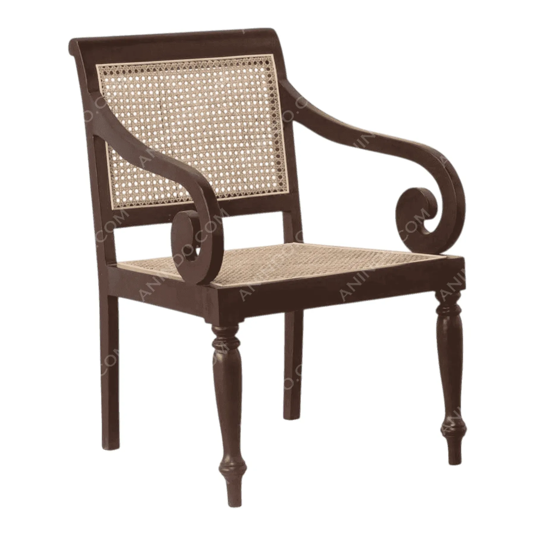Vintage wooden chair with woven cane seat