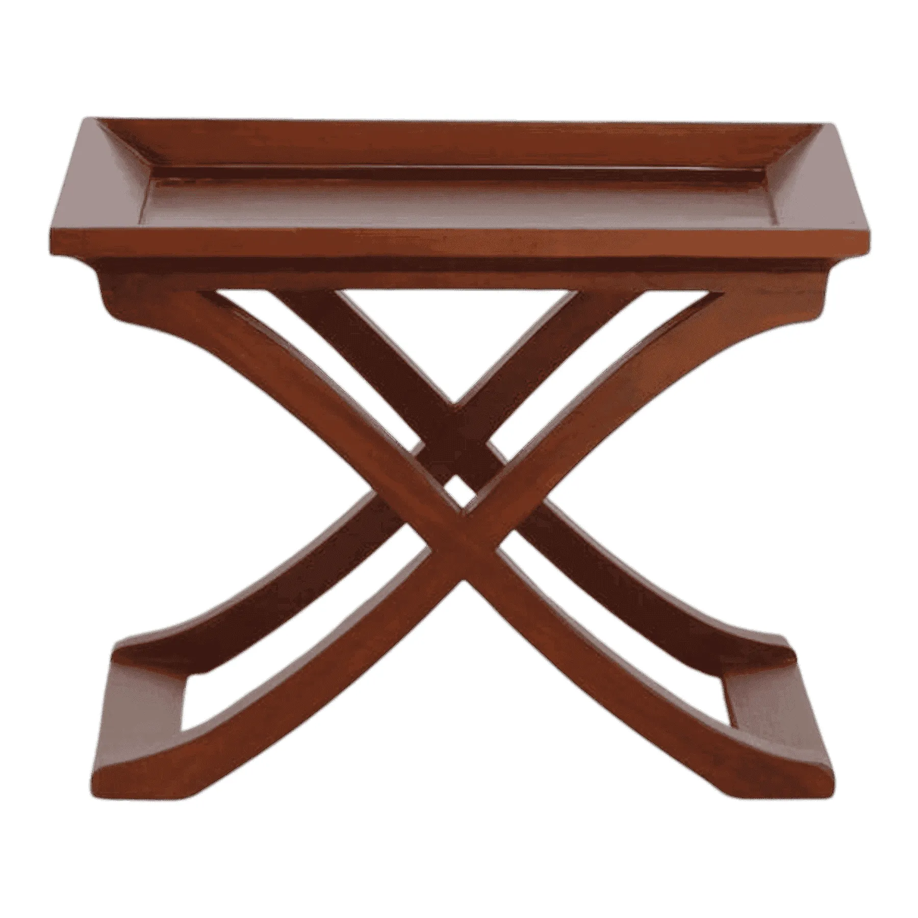 Wooden X-base side table with tray top