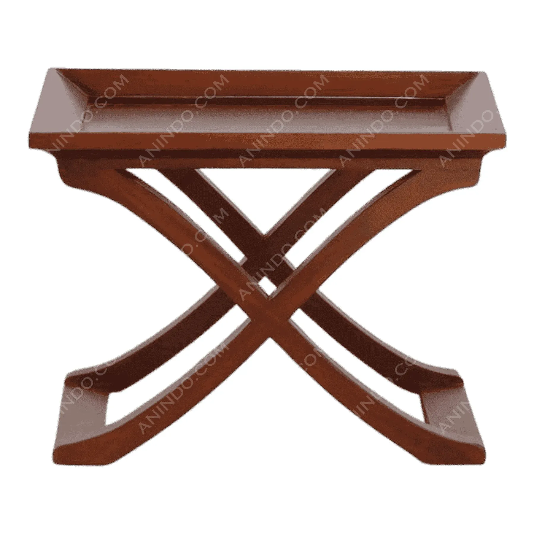 Wooden X-base side table with tray top