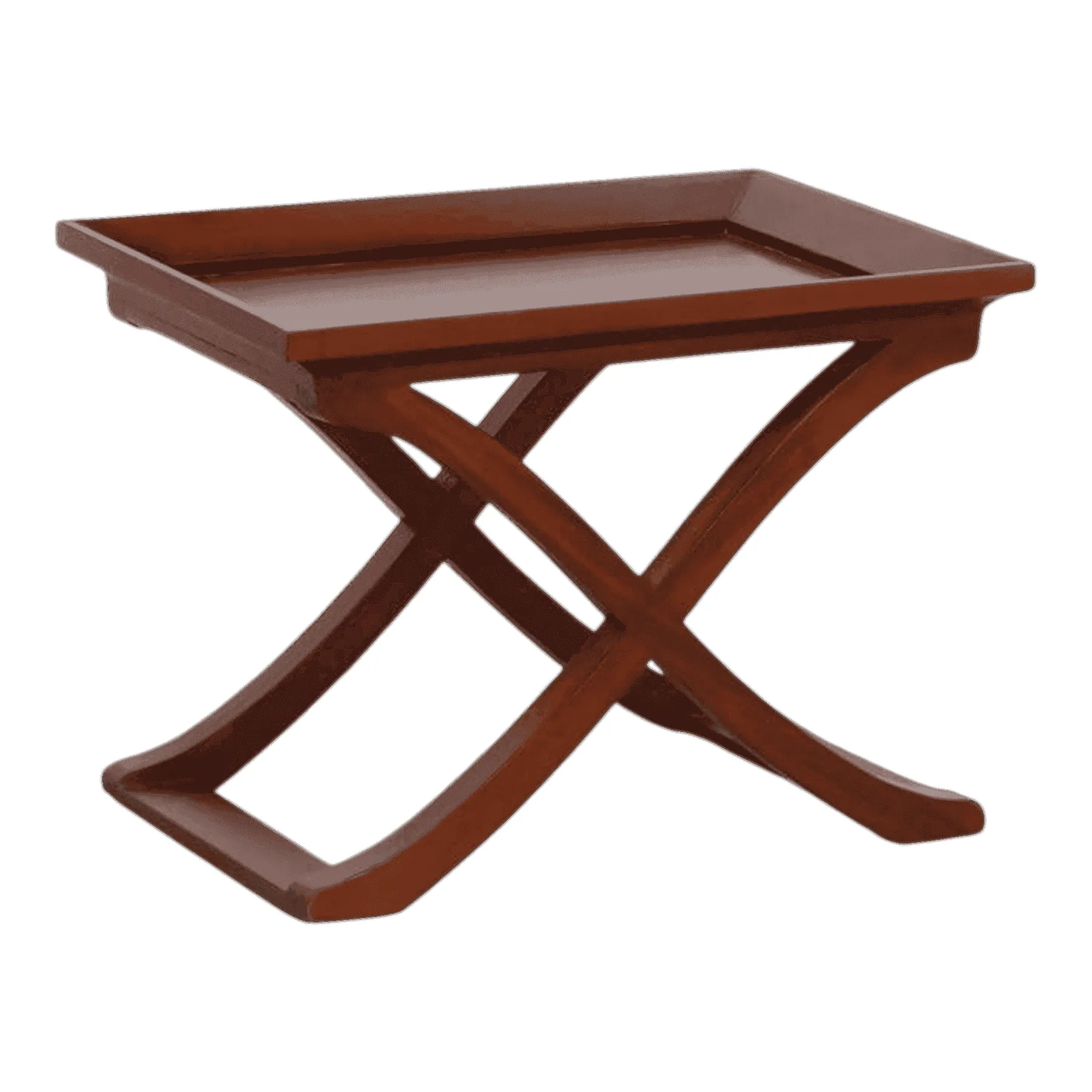 Wooden tray table with X-shaped legs