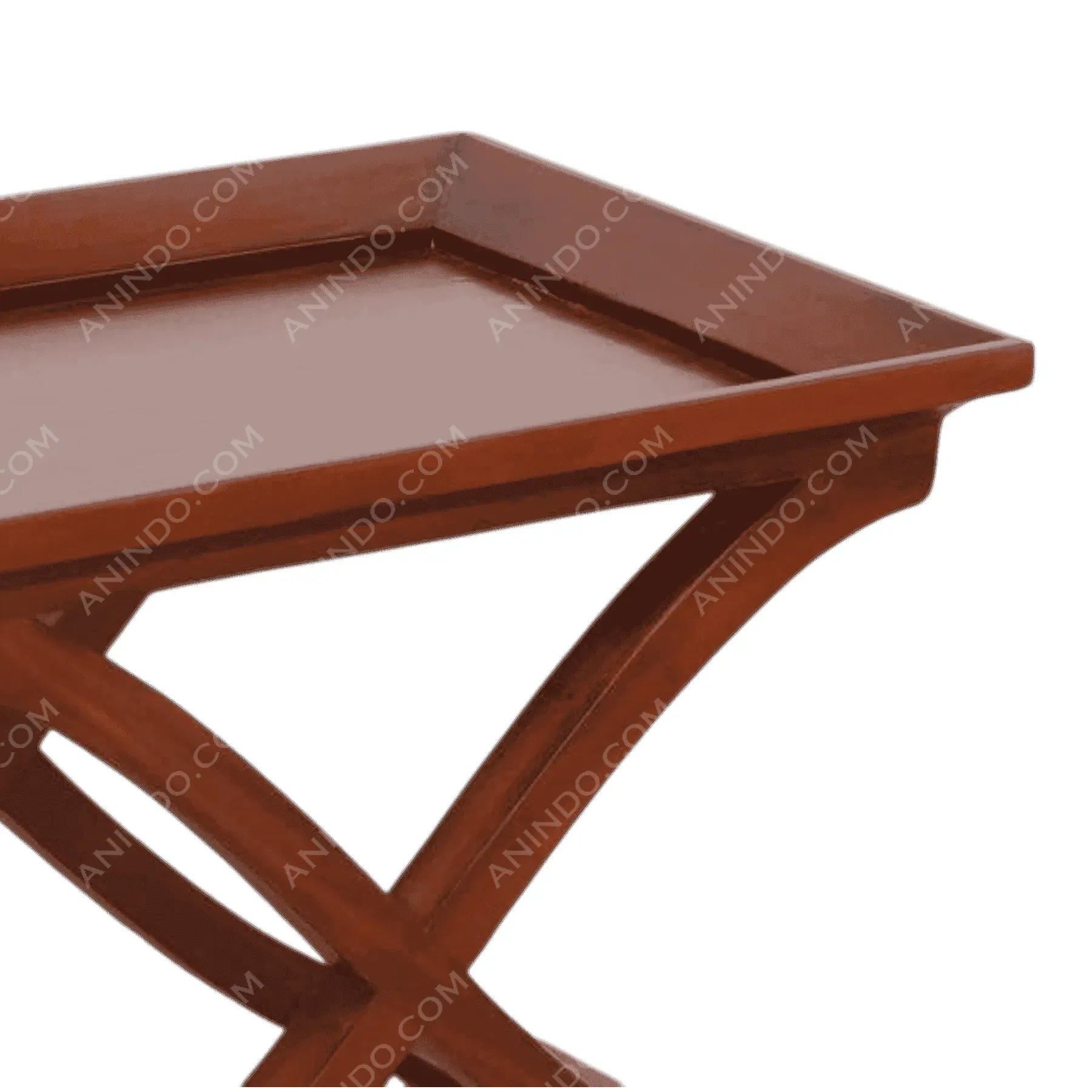 Wooden serving tray table with folding legs