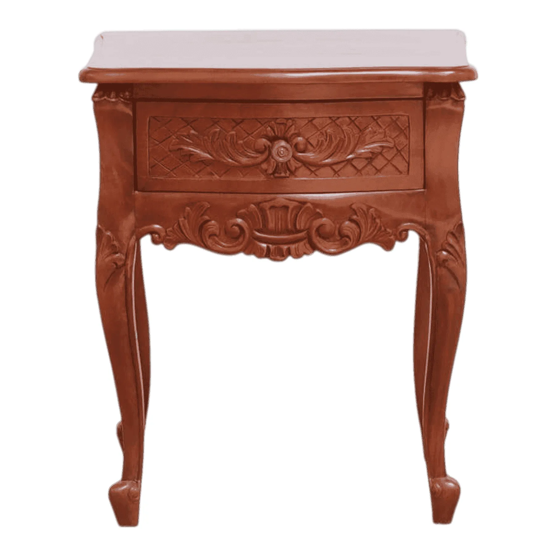 Vintage wooden nightstand with carved details