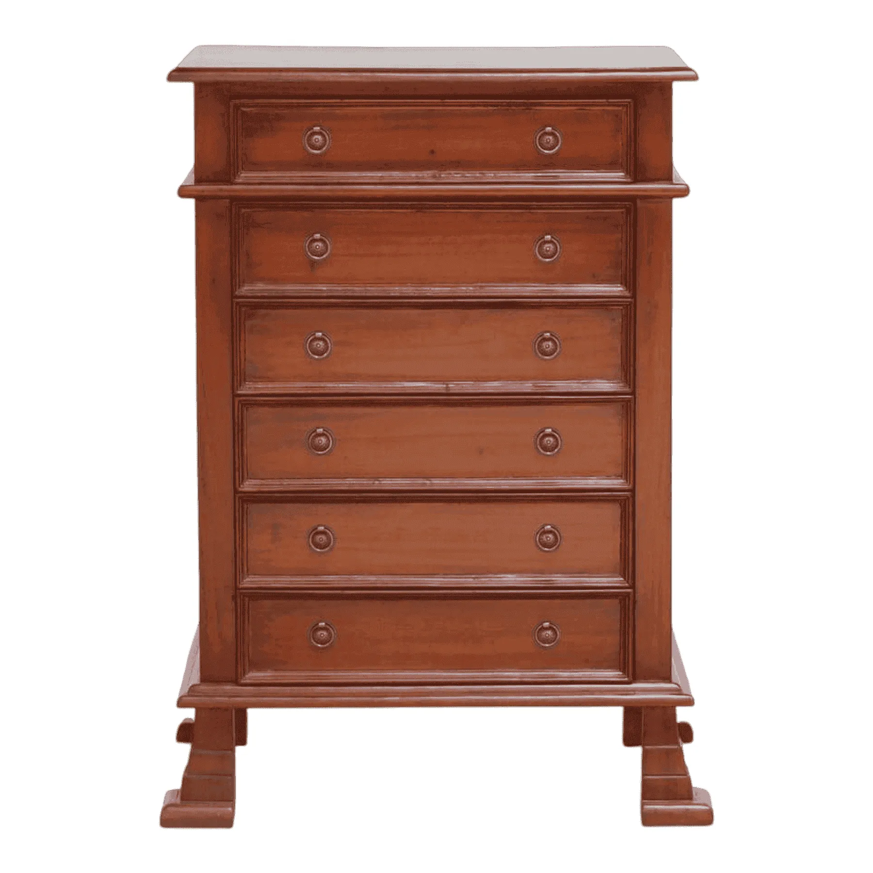 Vintage wooden dresser with six drawers