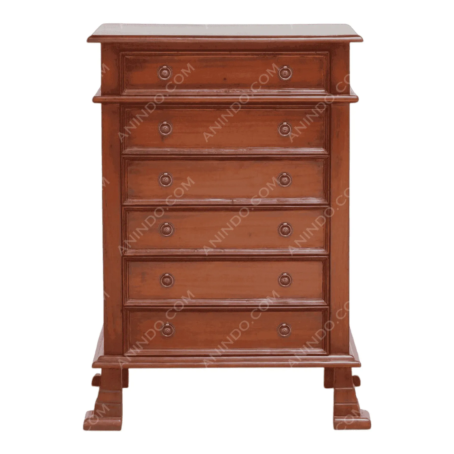 Vintage wooden dresser with six drawers