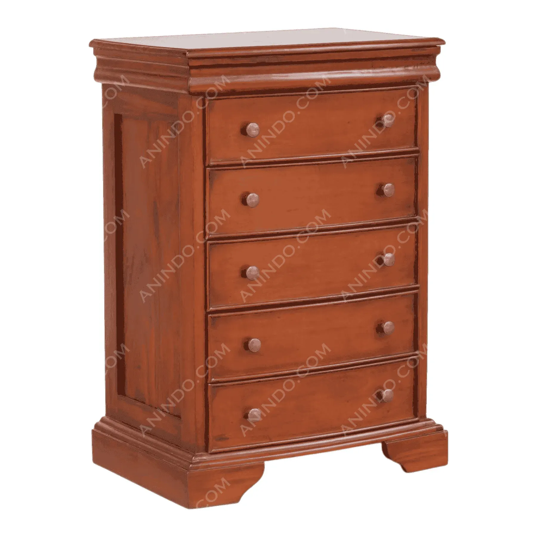 Wooden dresser with five drawers