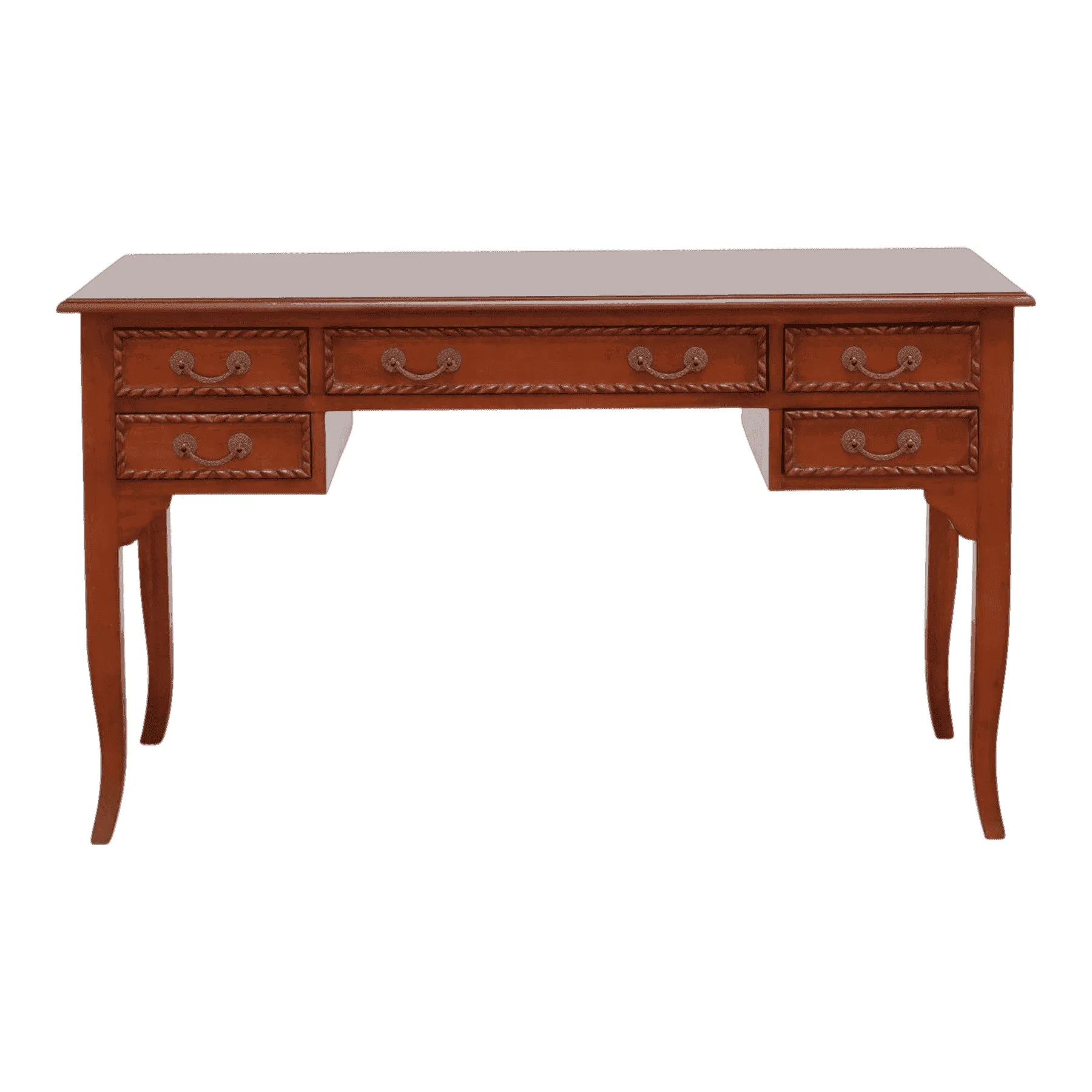 Wooden desk with five drawers