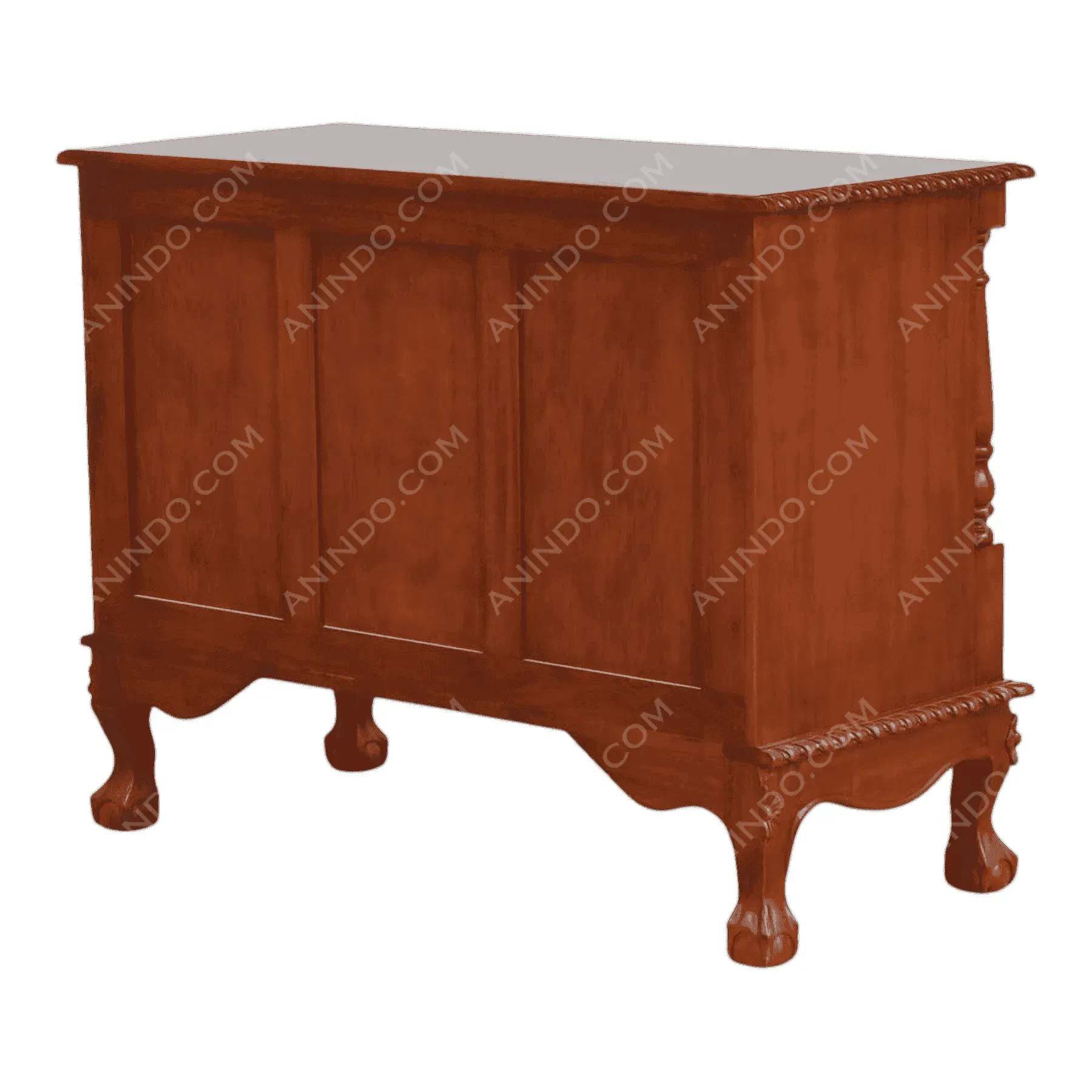 Antique wooden chest with carved legs