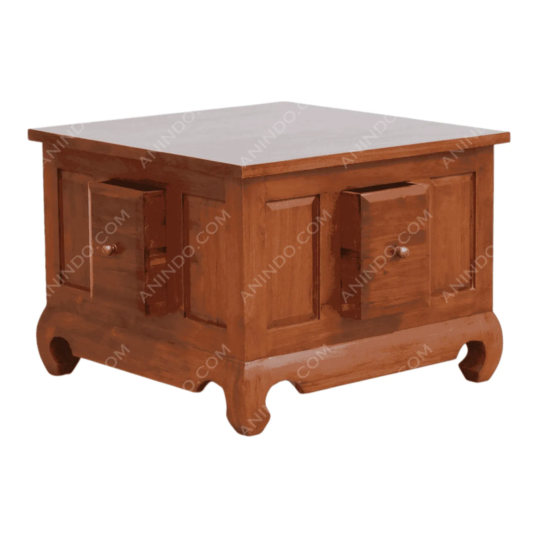 Wooden square coffee table with drawers