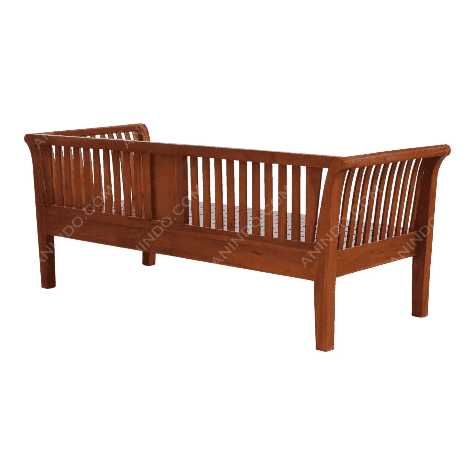 Wooden daybed frame with slatted design