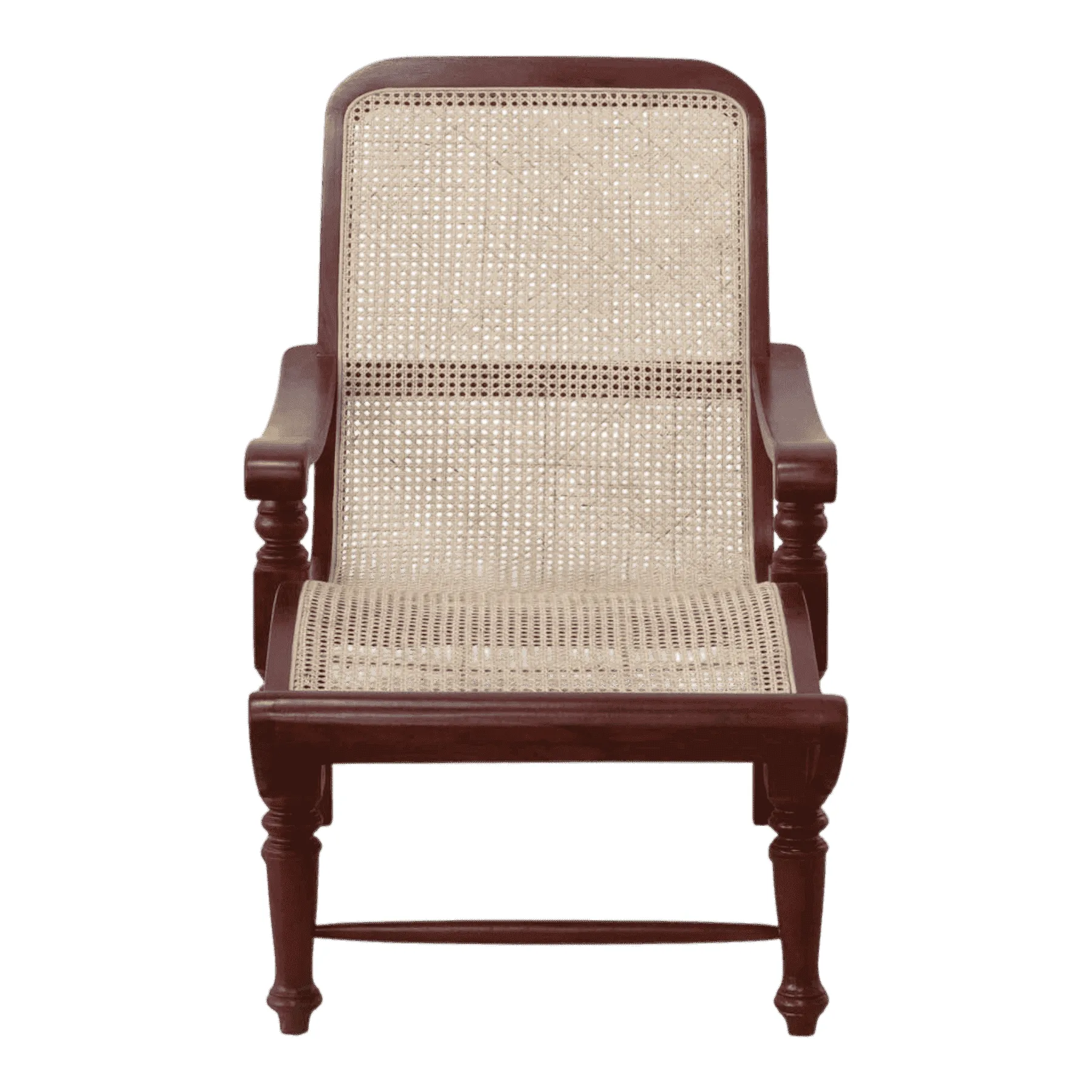 Wooden armchair with woven cane seat