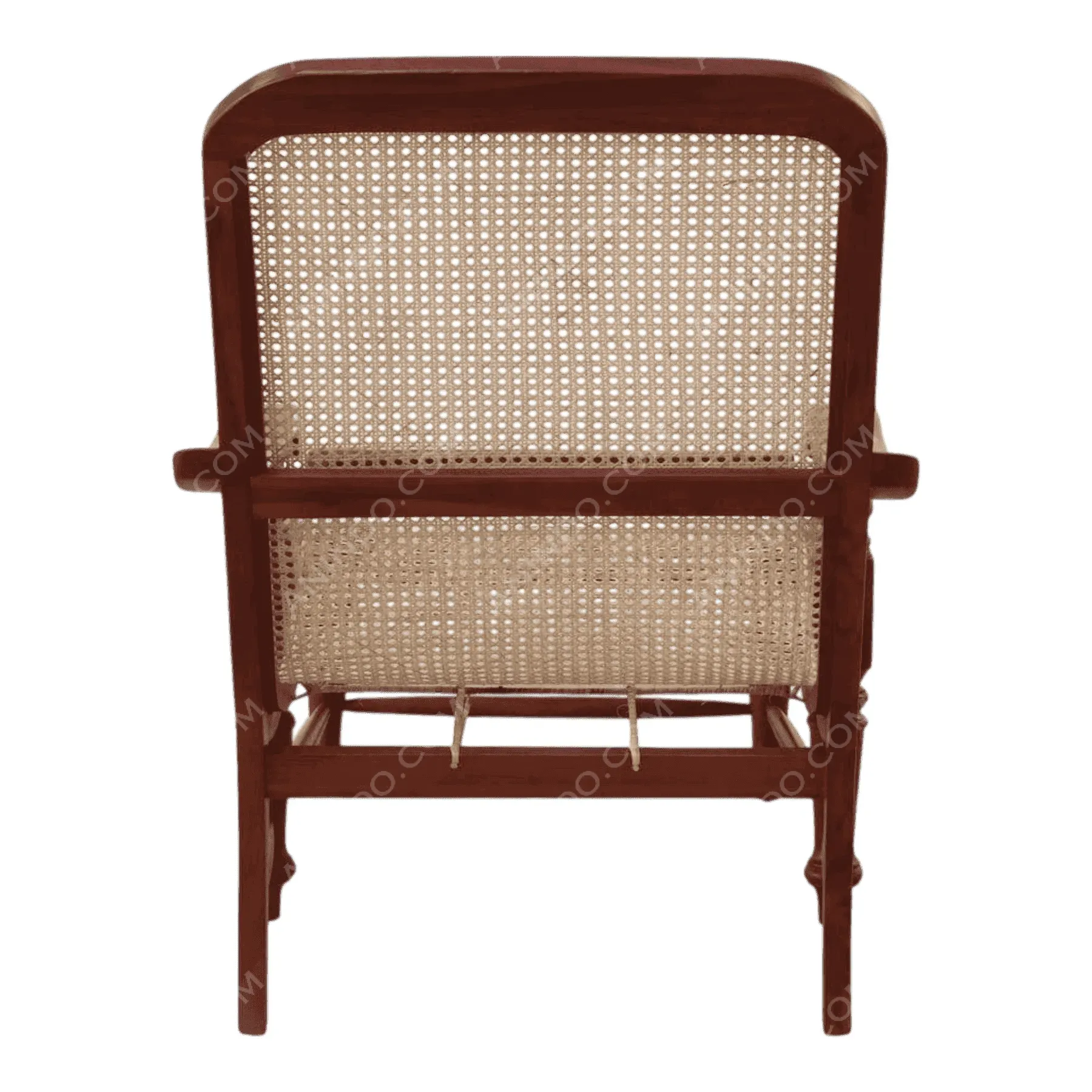 Rear view of wooden cane chair