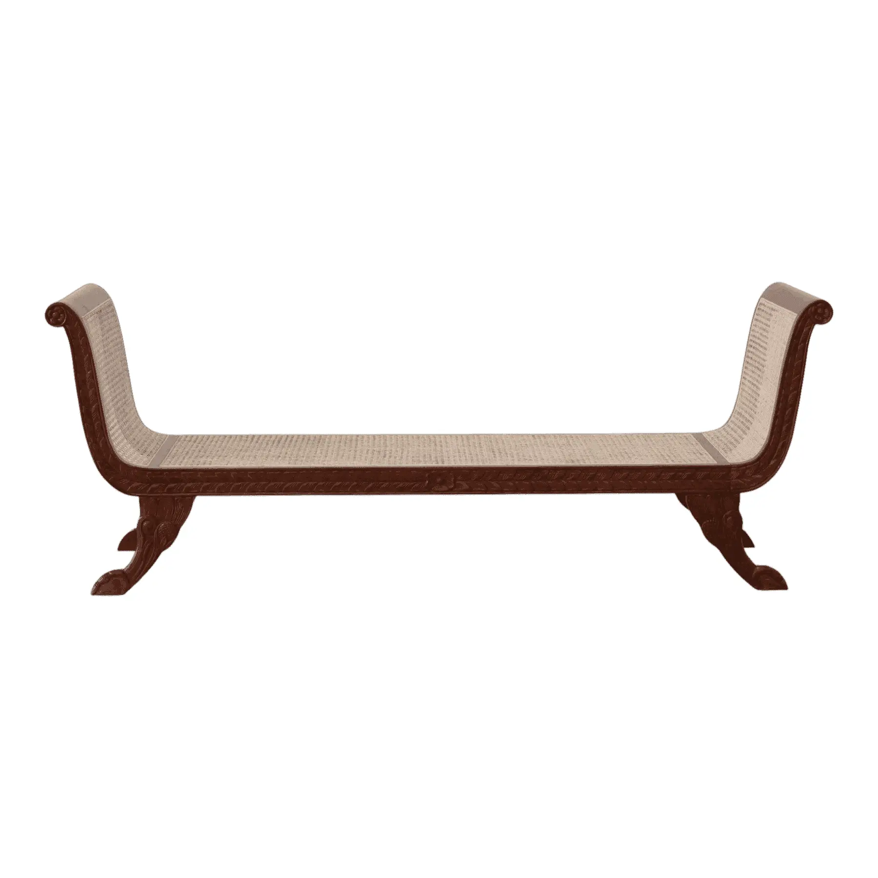 Wooden daybed with woven cane seat