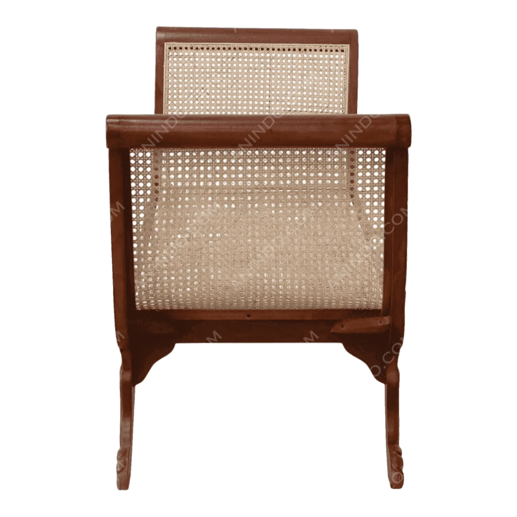 Wooden cane chair with woven seat and backrest