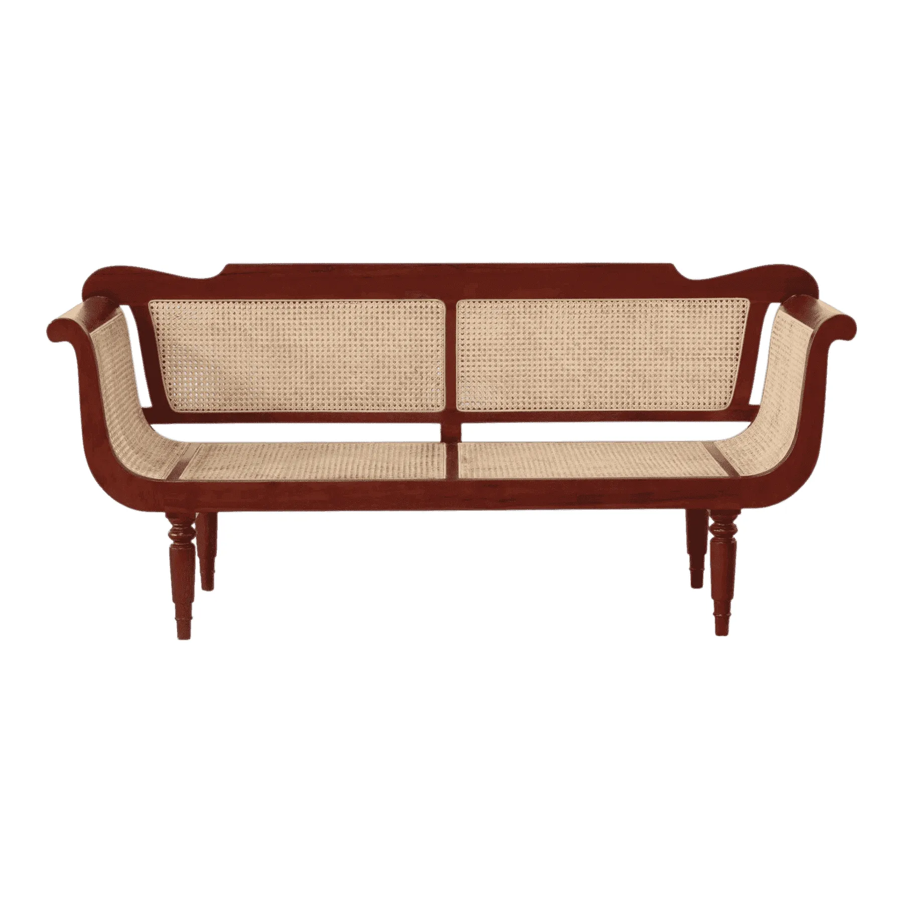 Wood and cane vintage bench sofa
