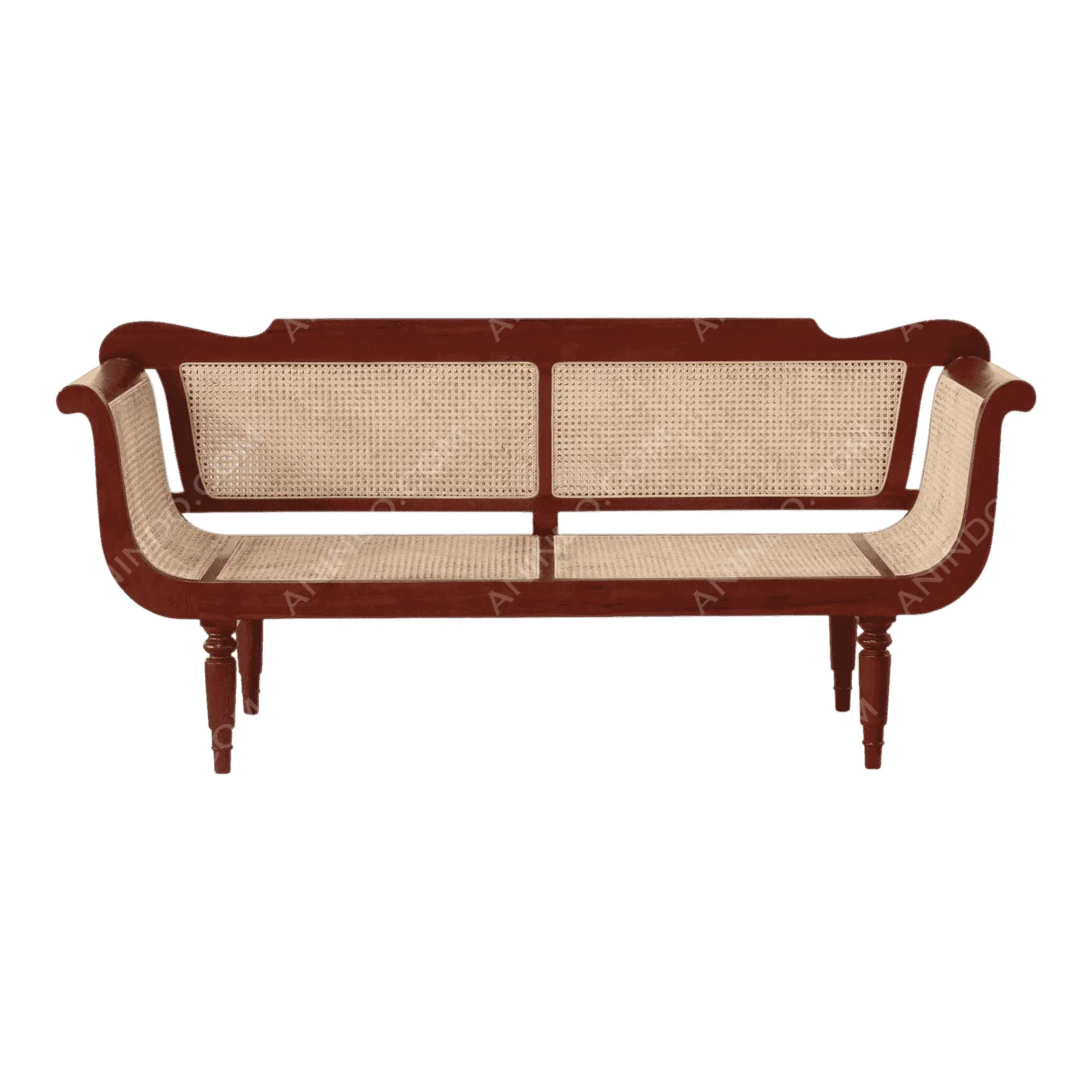 Wood and cane vintage bench sofa