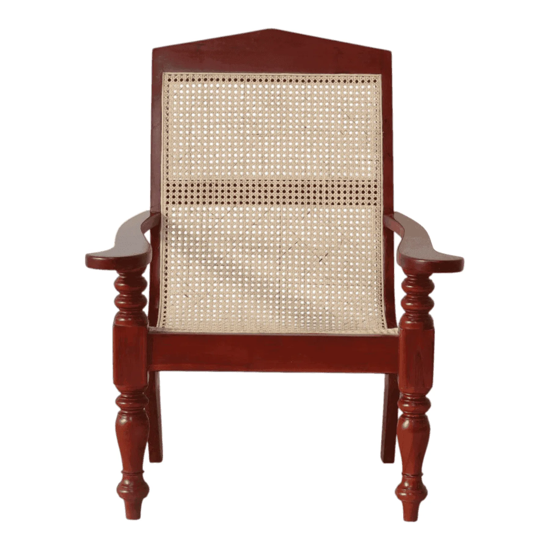 Wooden chair with woven cane seat