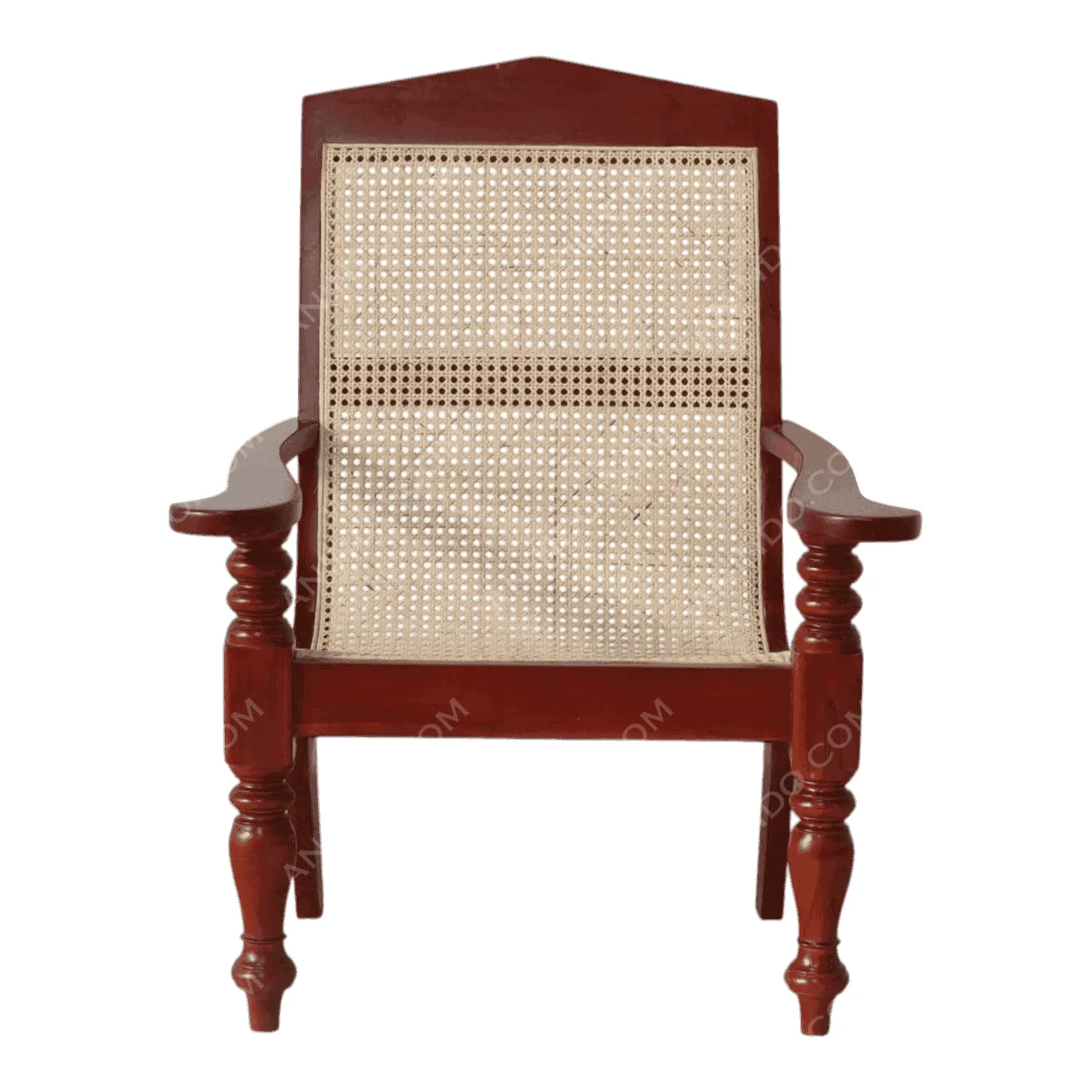 Wooden chair with woven cane seat