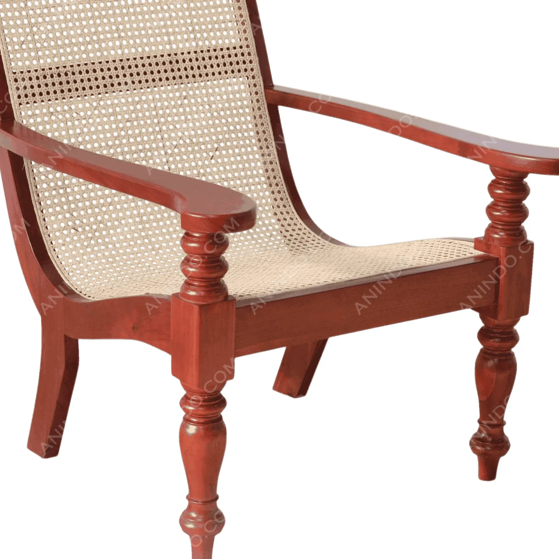 Wooden chair with woven cane seat