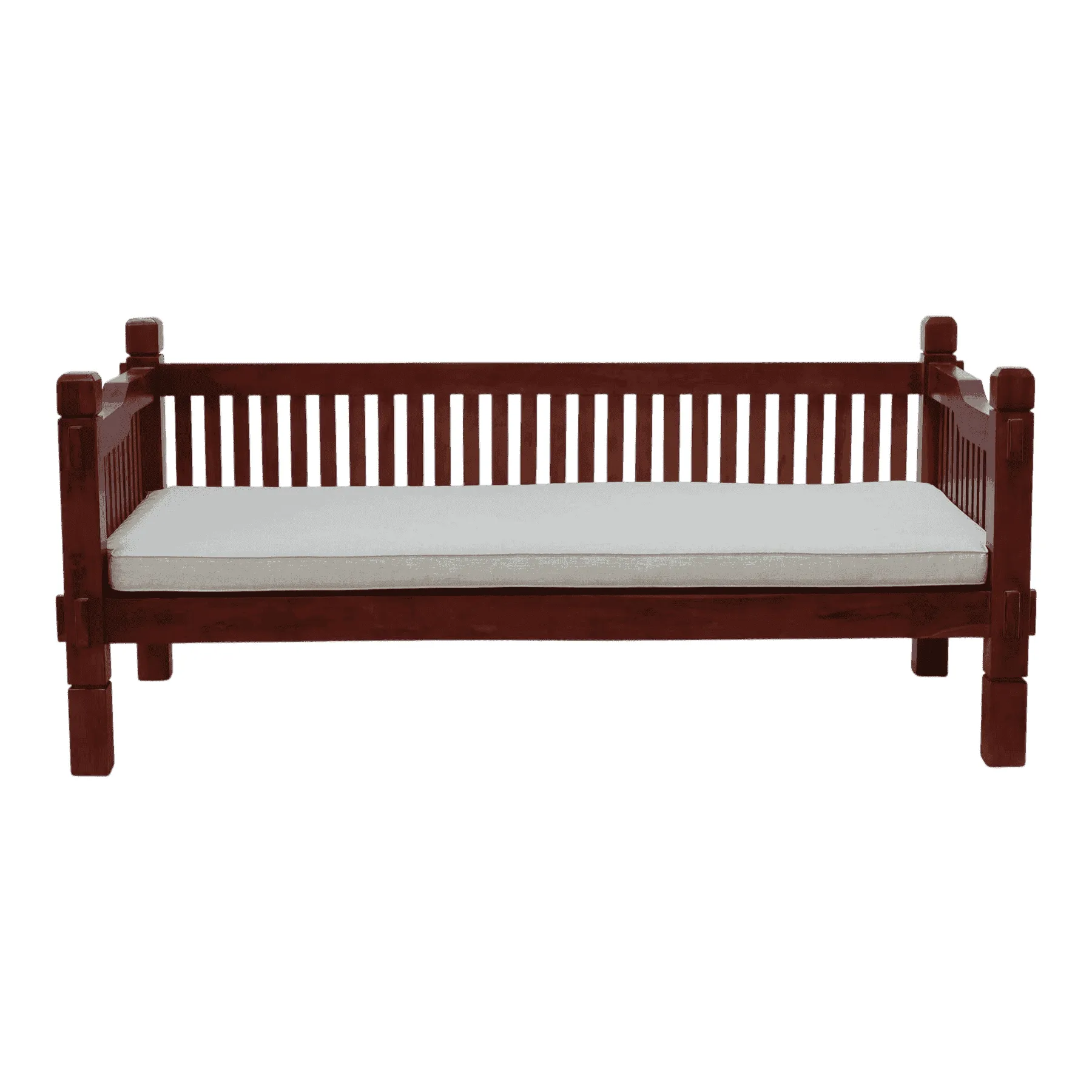 Wooden daybed with white cushion