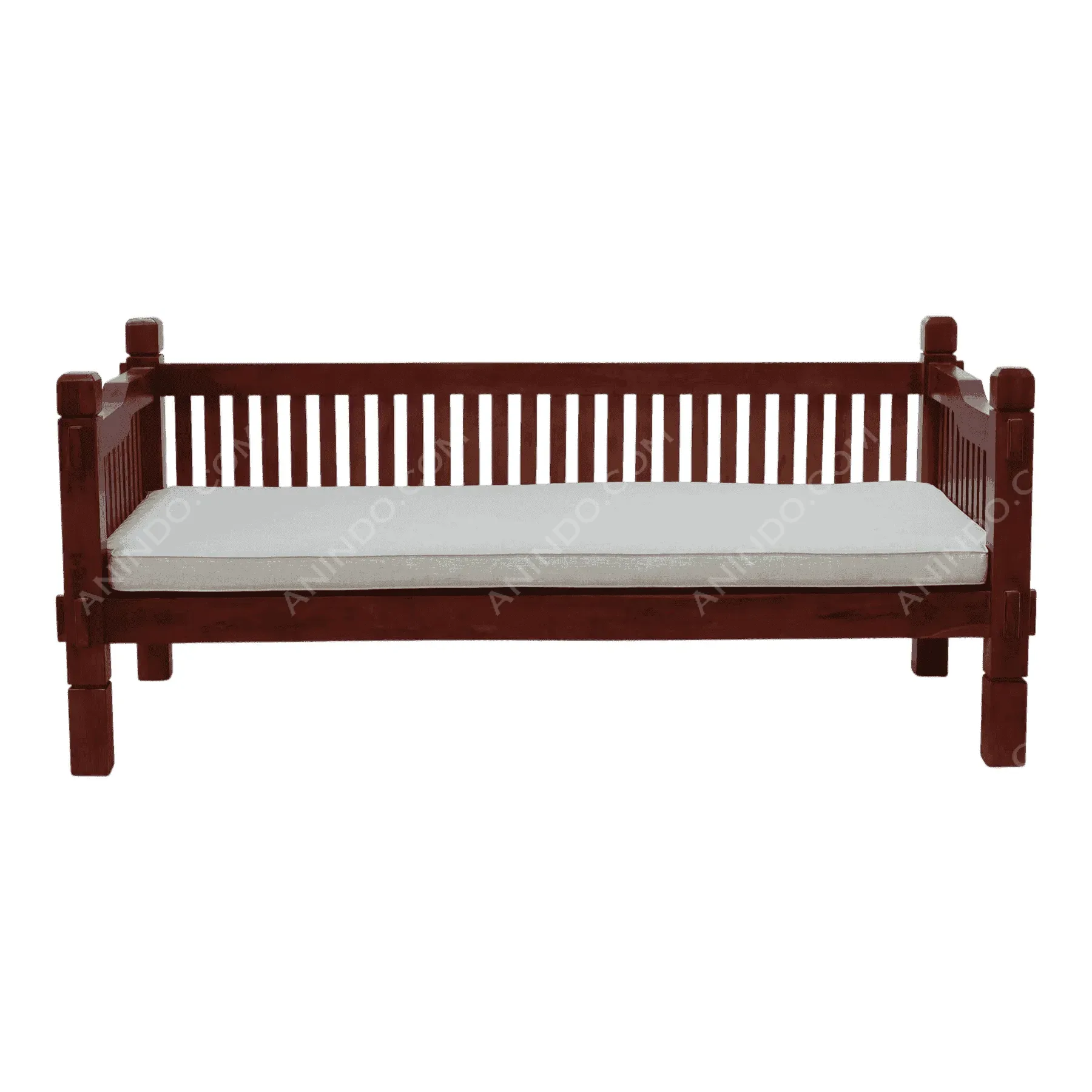Wooden daybed with white cushion
