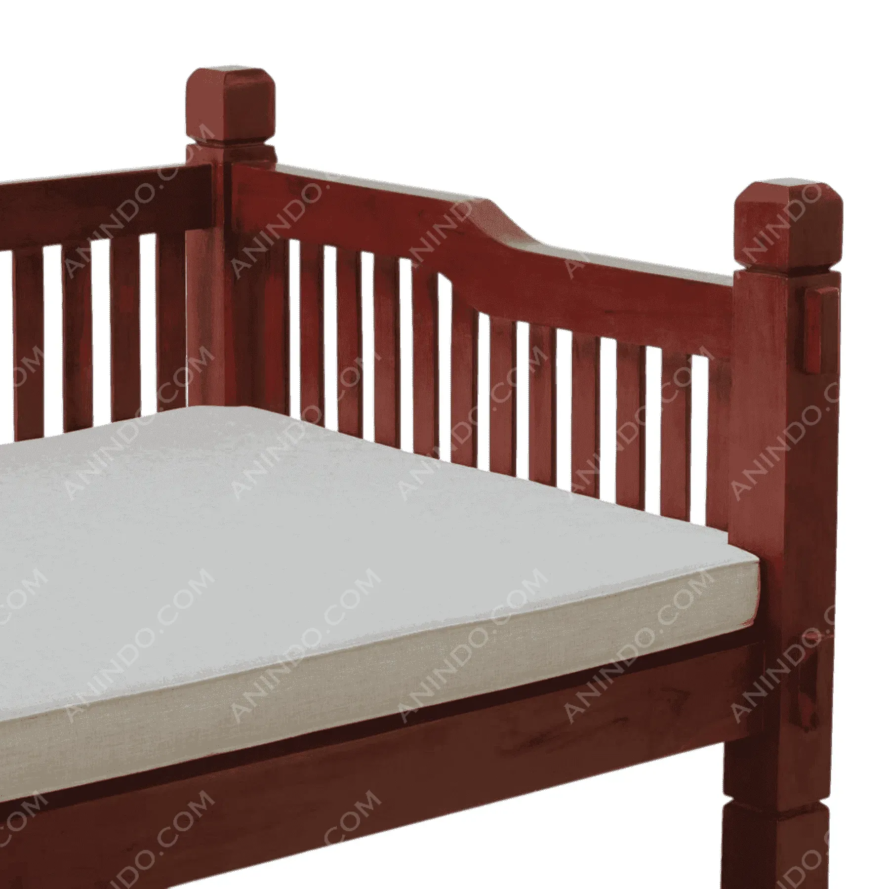 Wooden daybed corner with beige cushion