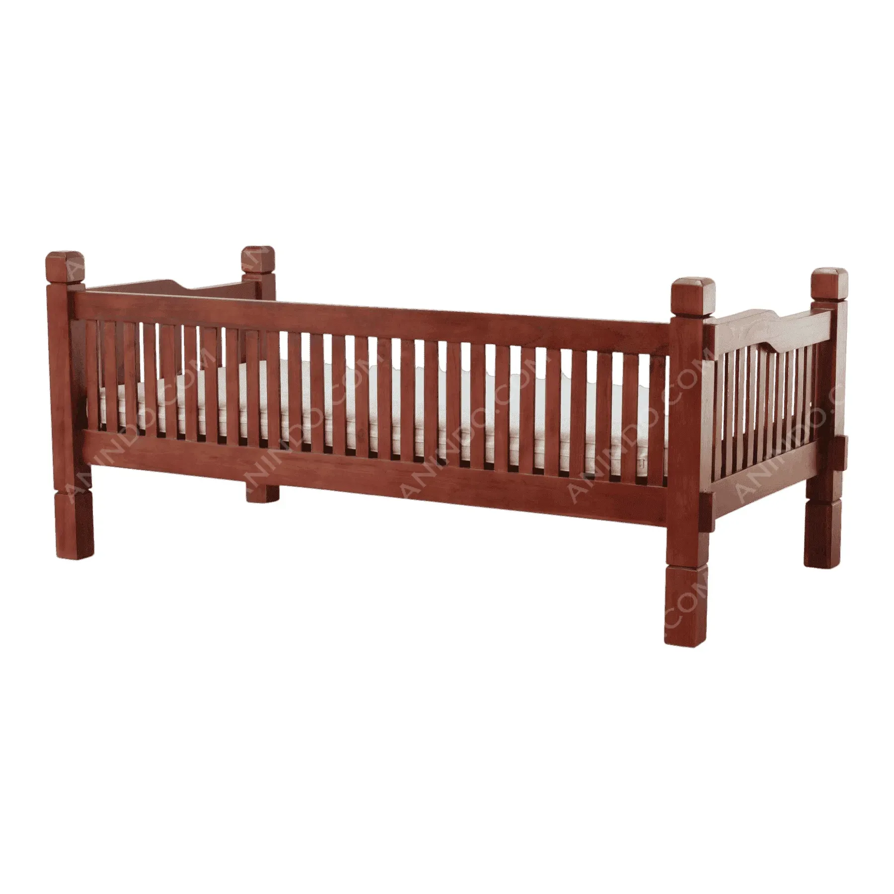 Wooden slatted daybed with mattress