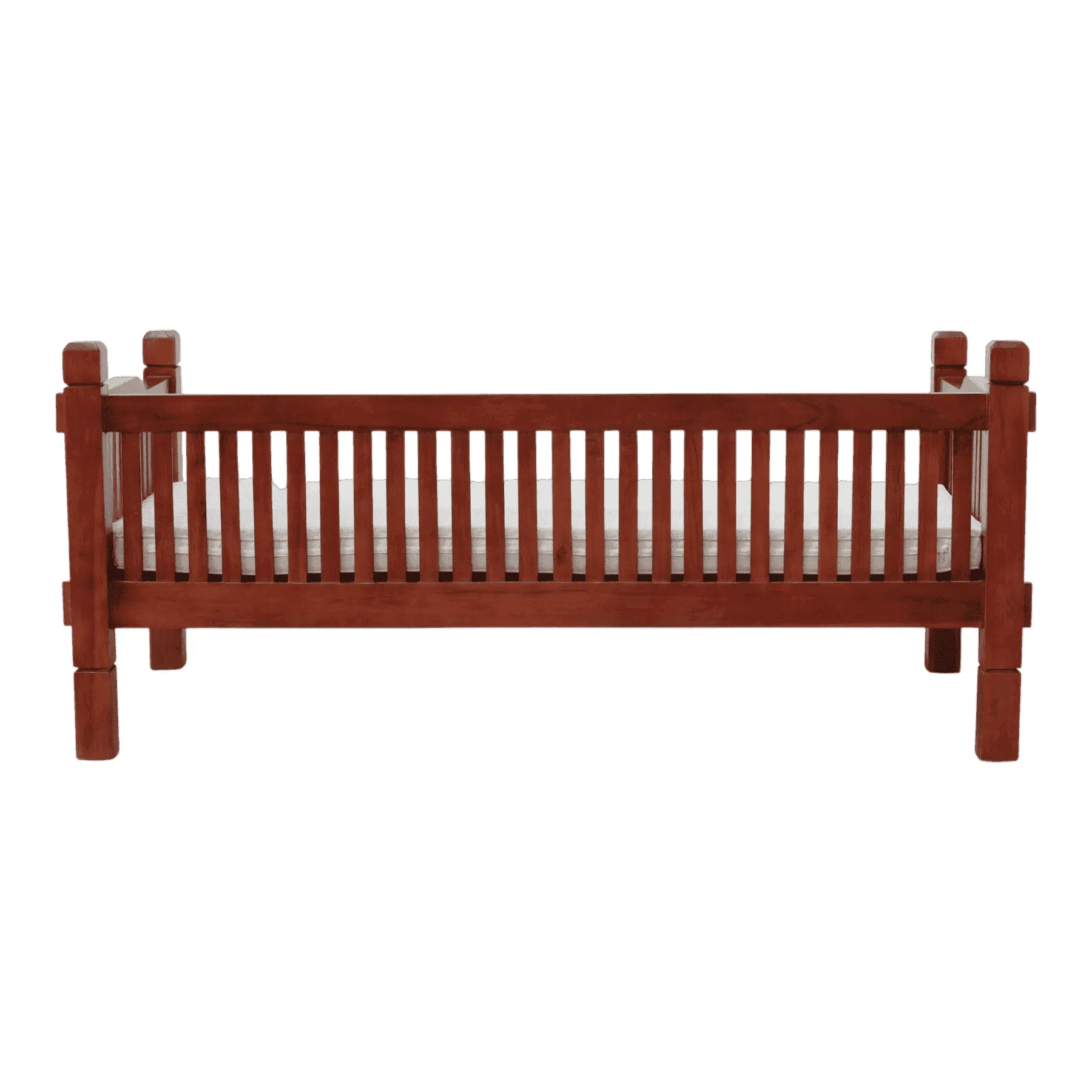 Wooden toddler bed with slatted sides
