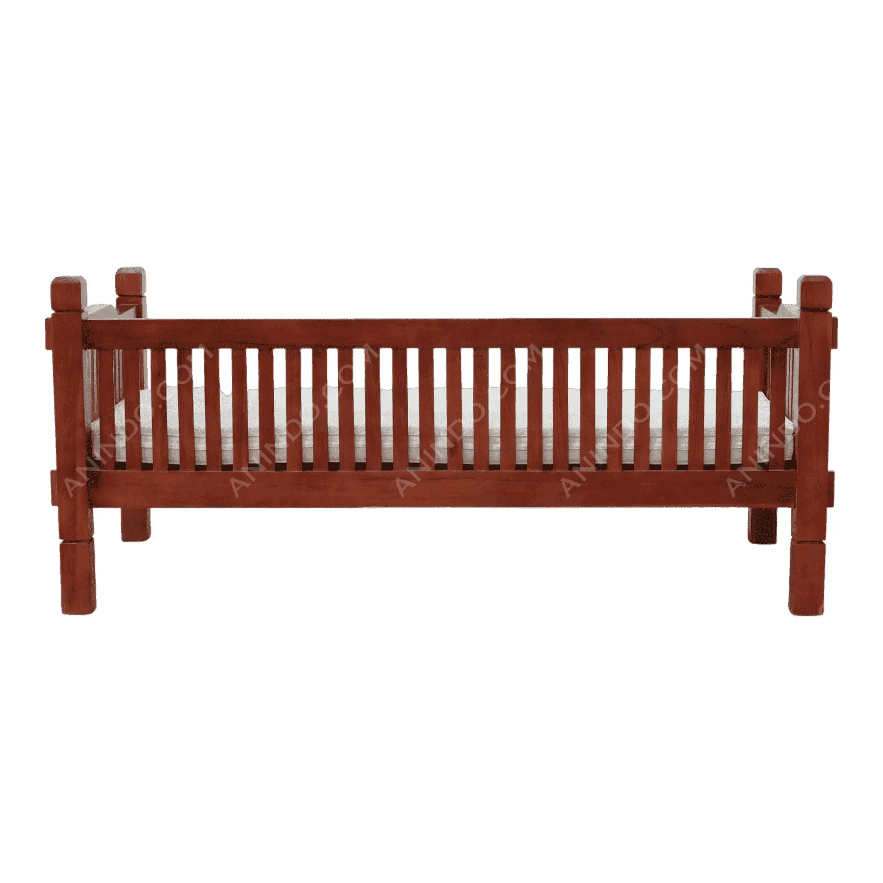 Wooden toddler bed with slatted sides