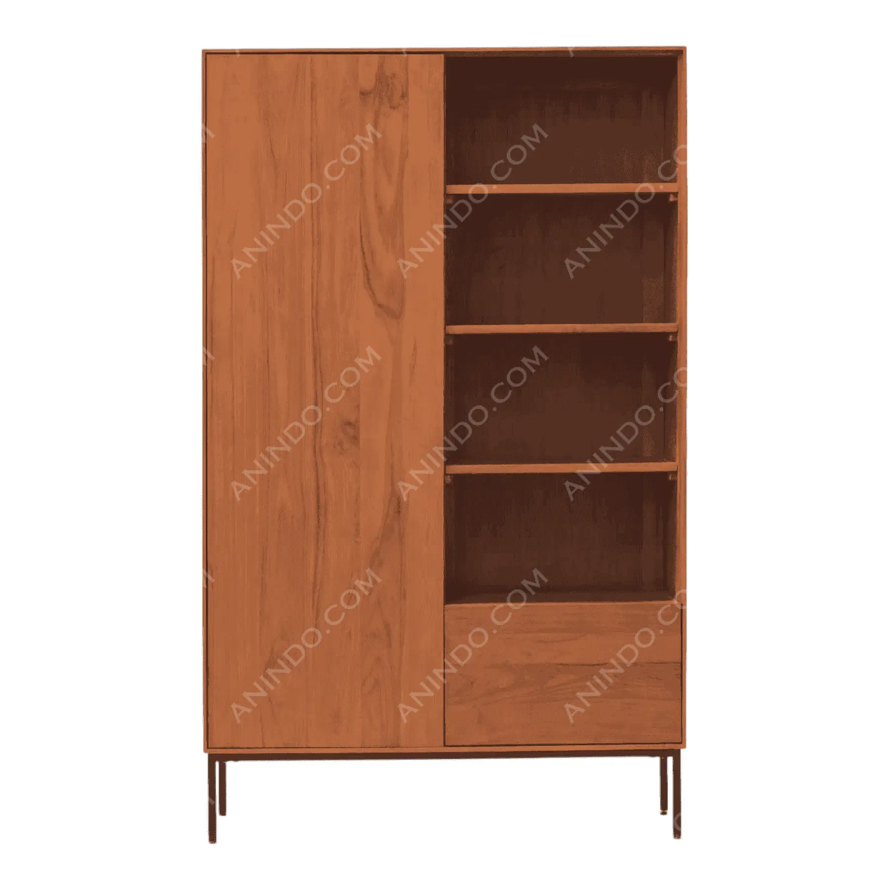 Modern wooden cabinet with shelves and drawers