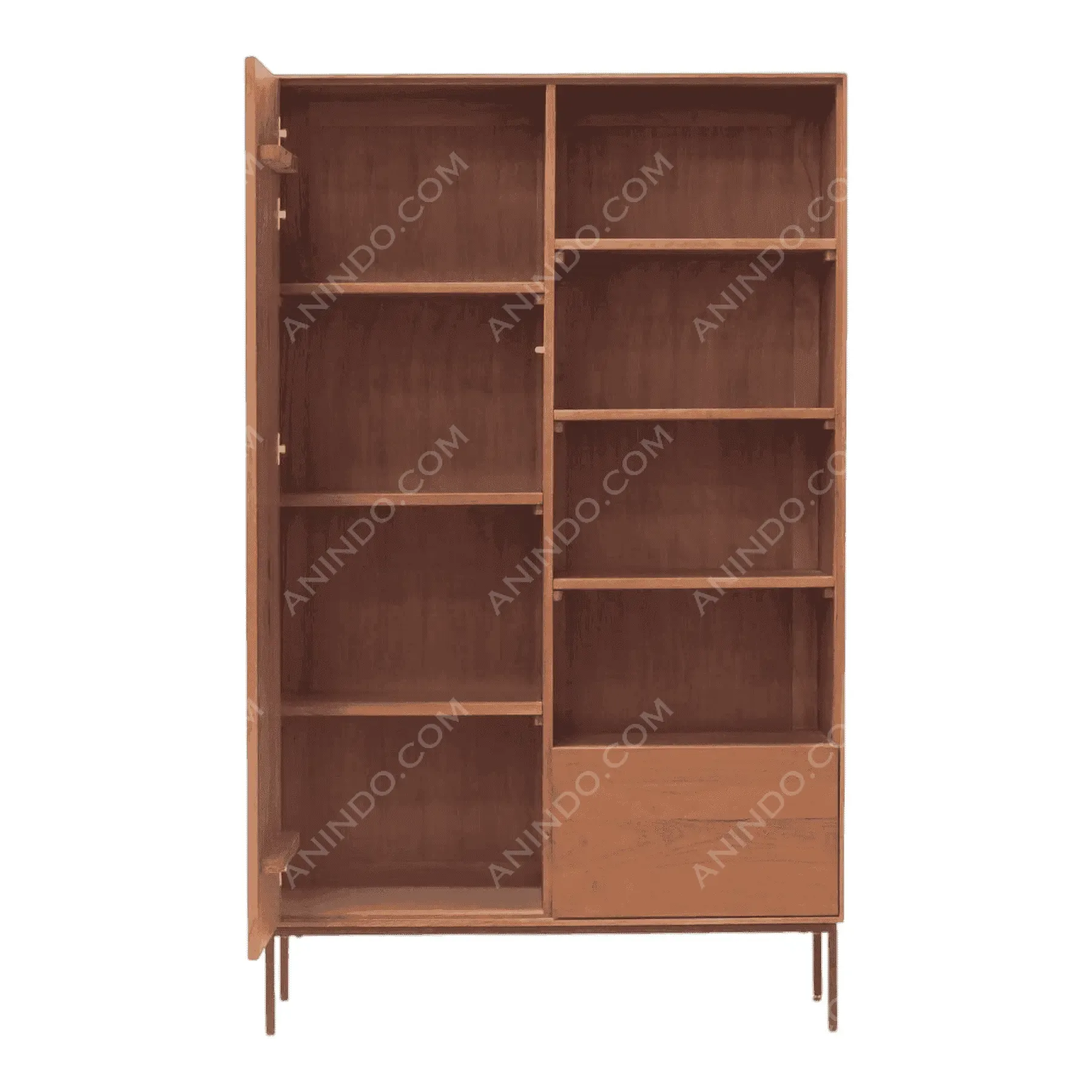 Wooden cabinet with shelves and drawers