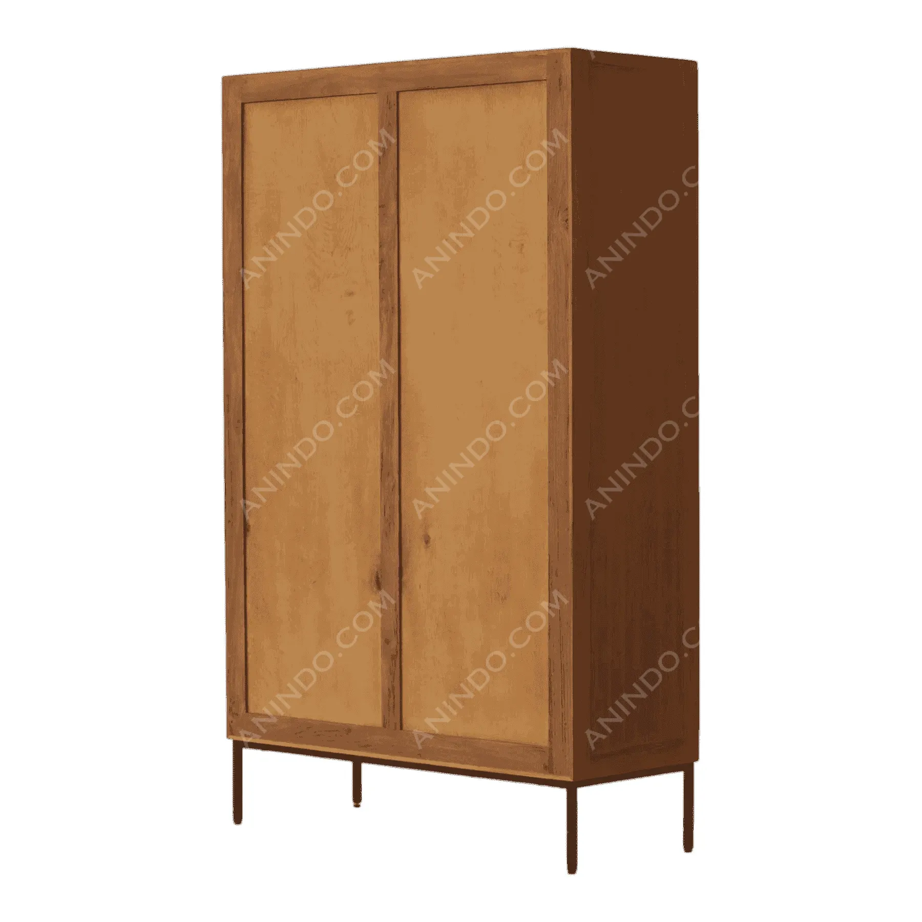 Modern wooden wardrobe with two sliding doors