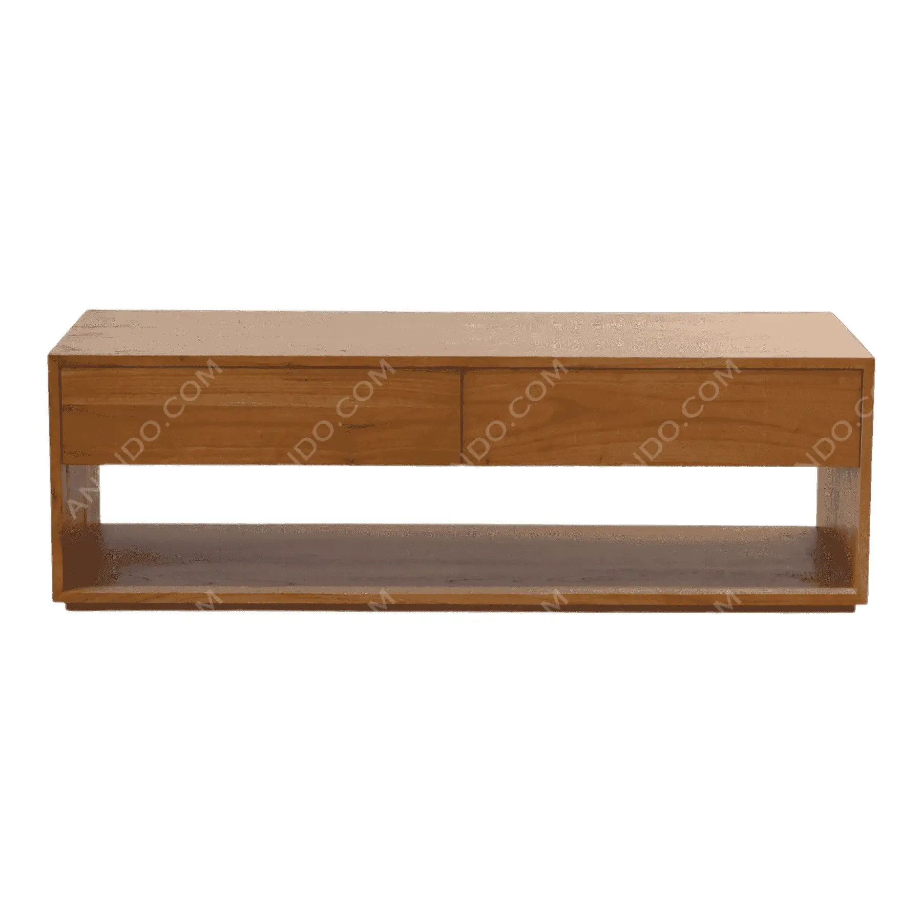 Modern wooden TV stand with drawers and shelf