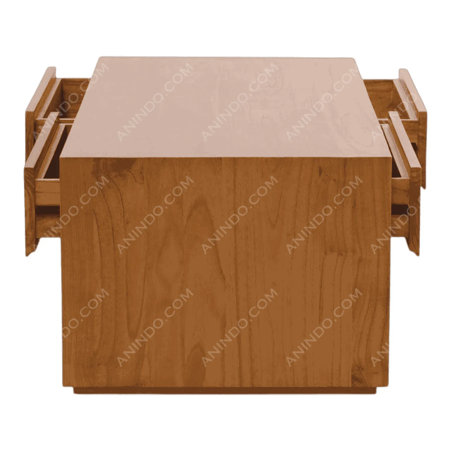 Wooden coffee table with sliding storage compartments