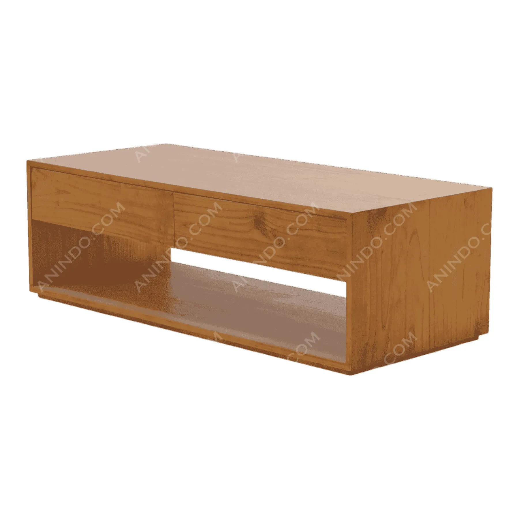 Modern wooden coffee table with storage shelf