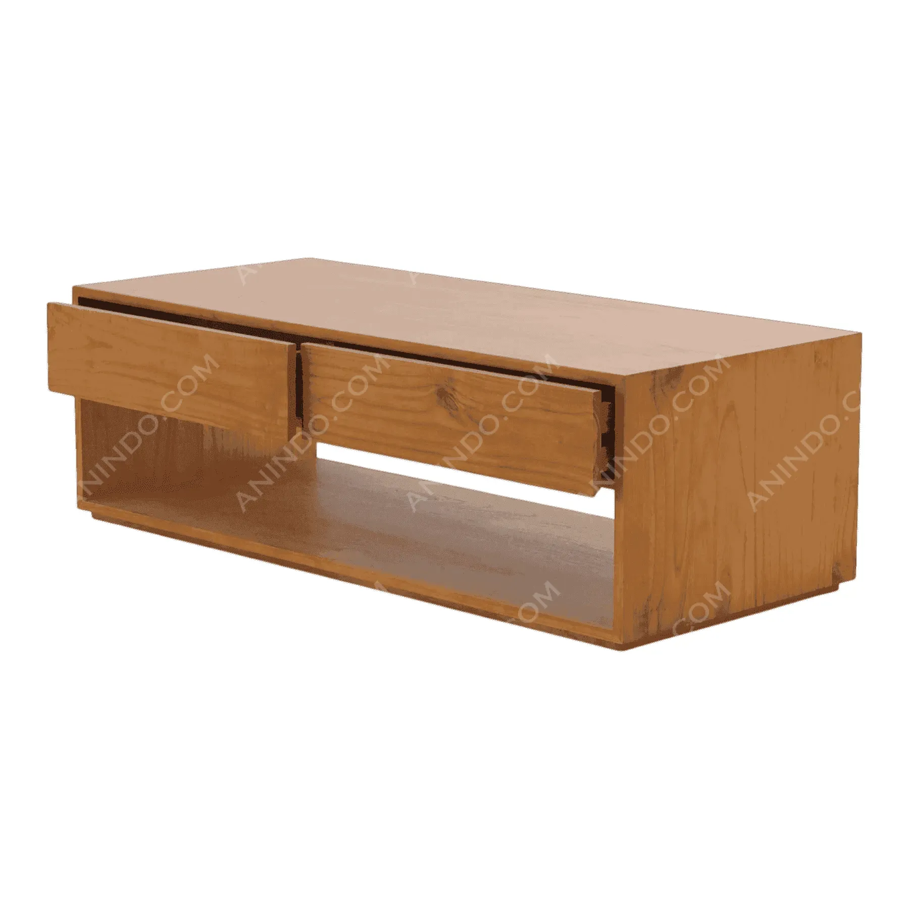 Wooden coffee table with drawers and shelf