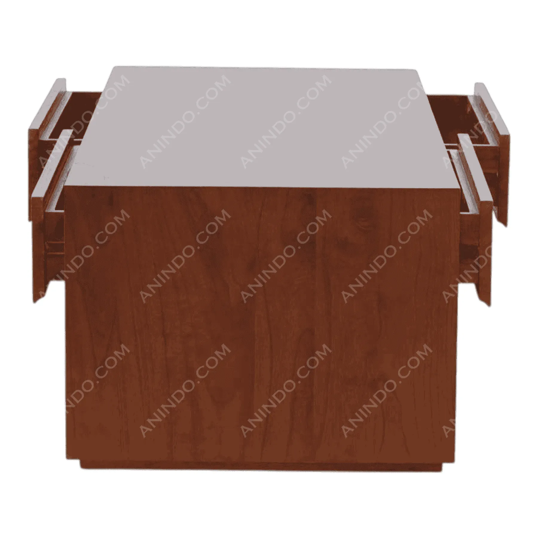 Expandable wooden coffee table with sliding panels