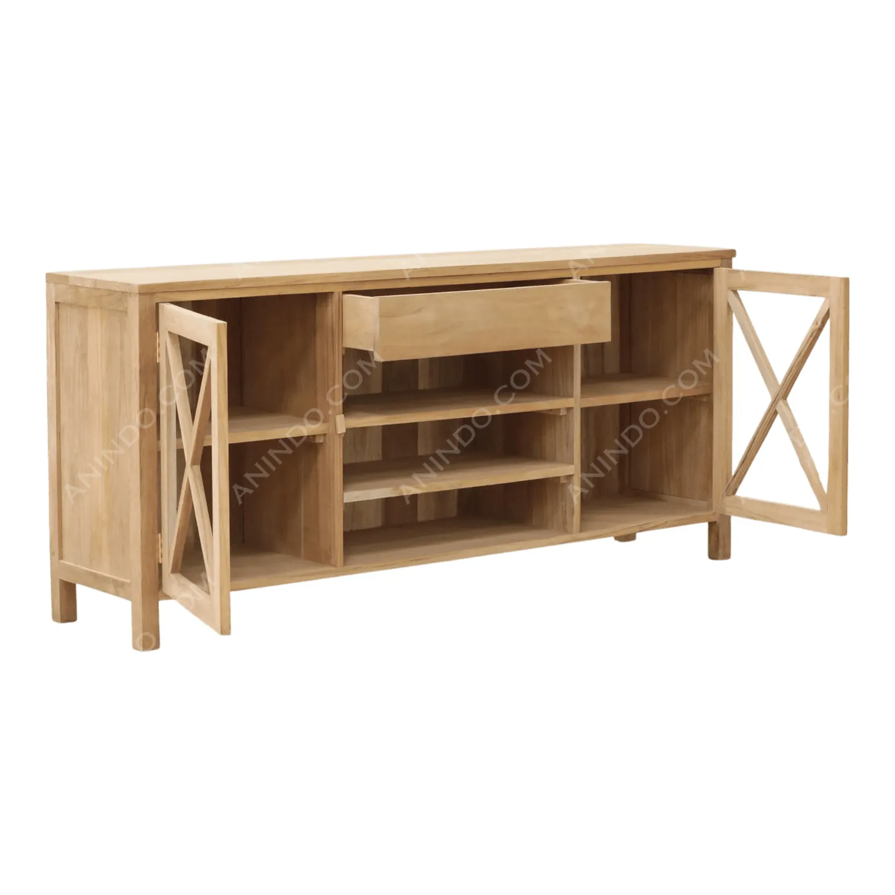 Crossbuck Teak Farmhouse Sideboard - Image 3