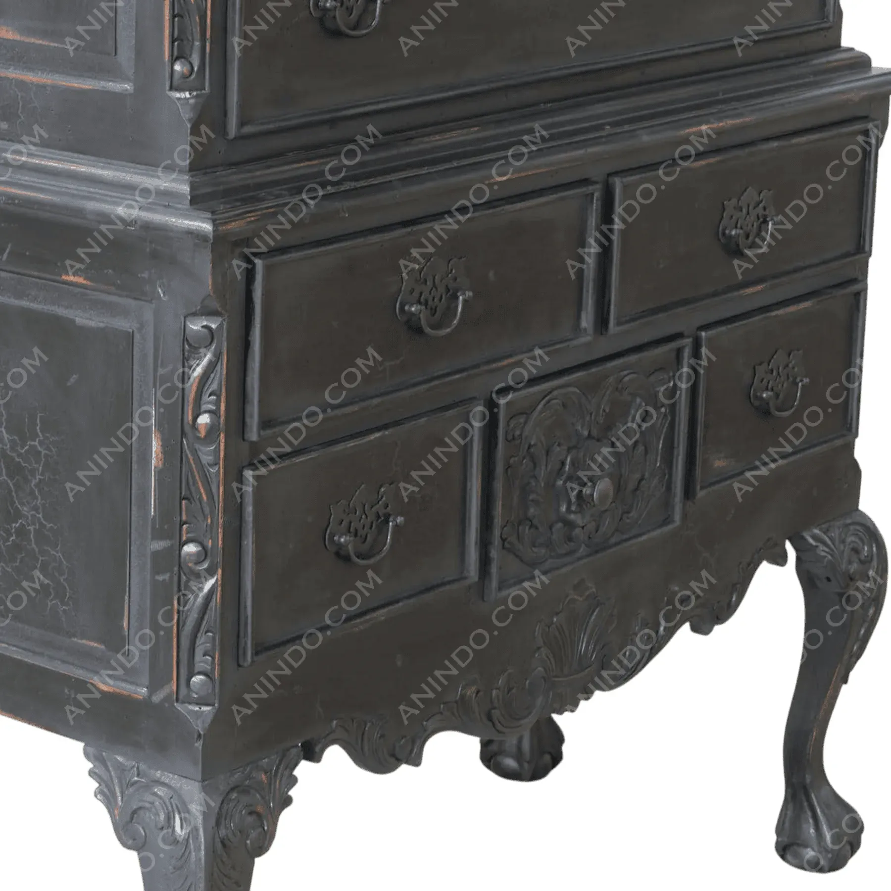 'Chippendale' Ebonized Highboy - Image 4
