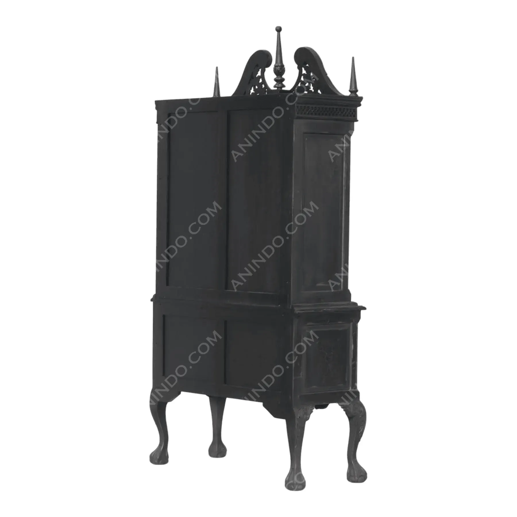 'Chippendale' Ebonized Highboy - Image 2