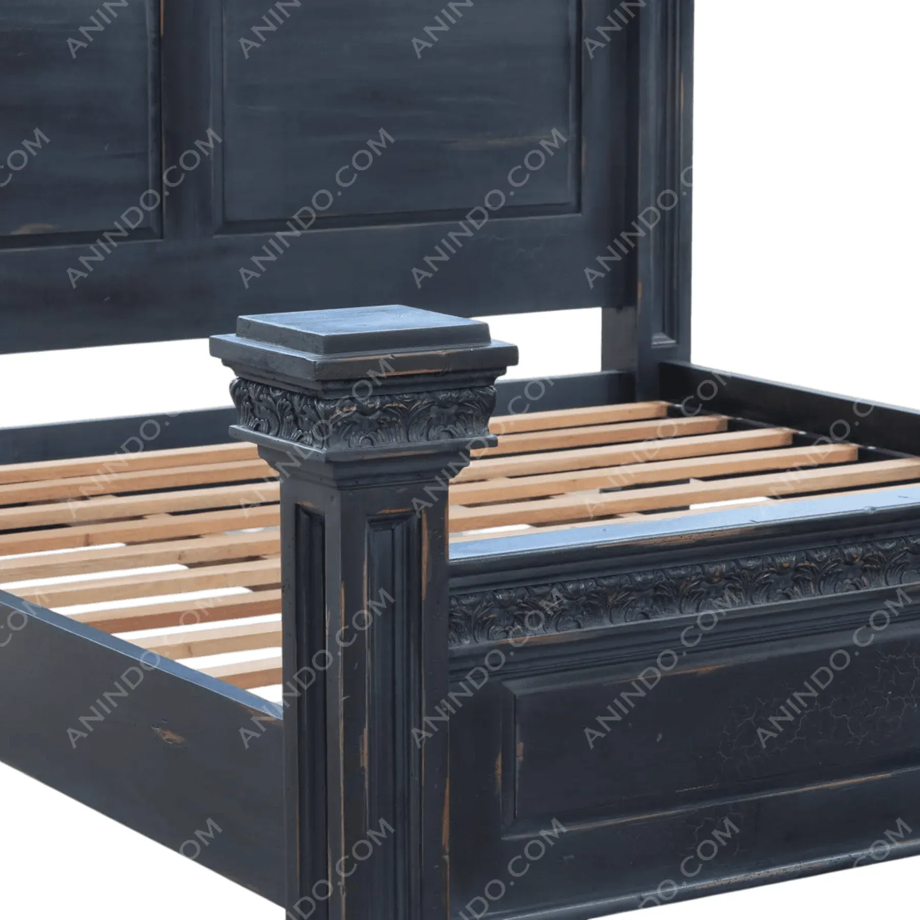 Black Neoclassical Panel Bed - Image 2