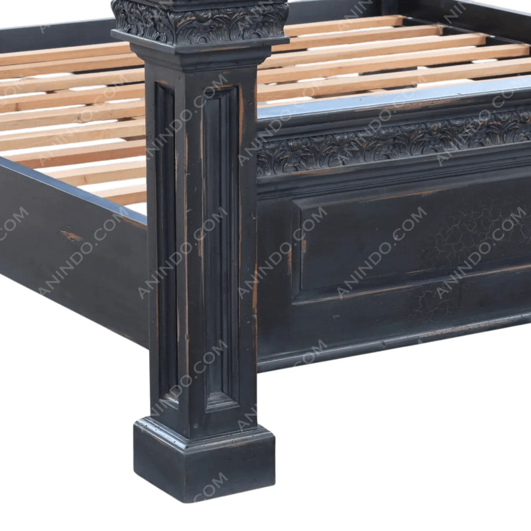 Black Neoclassical Panel Bed - Image 3